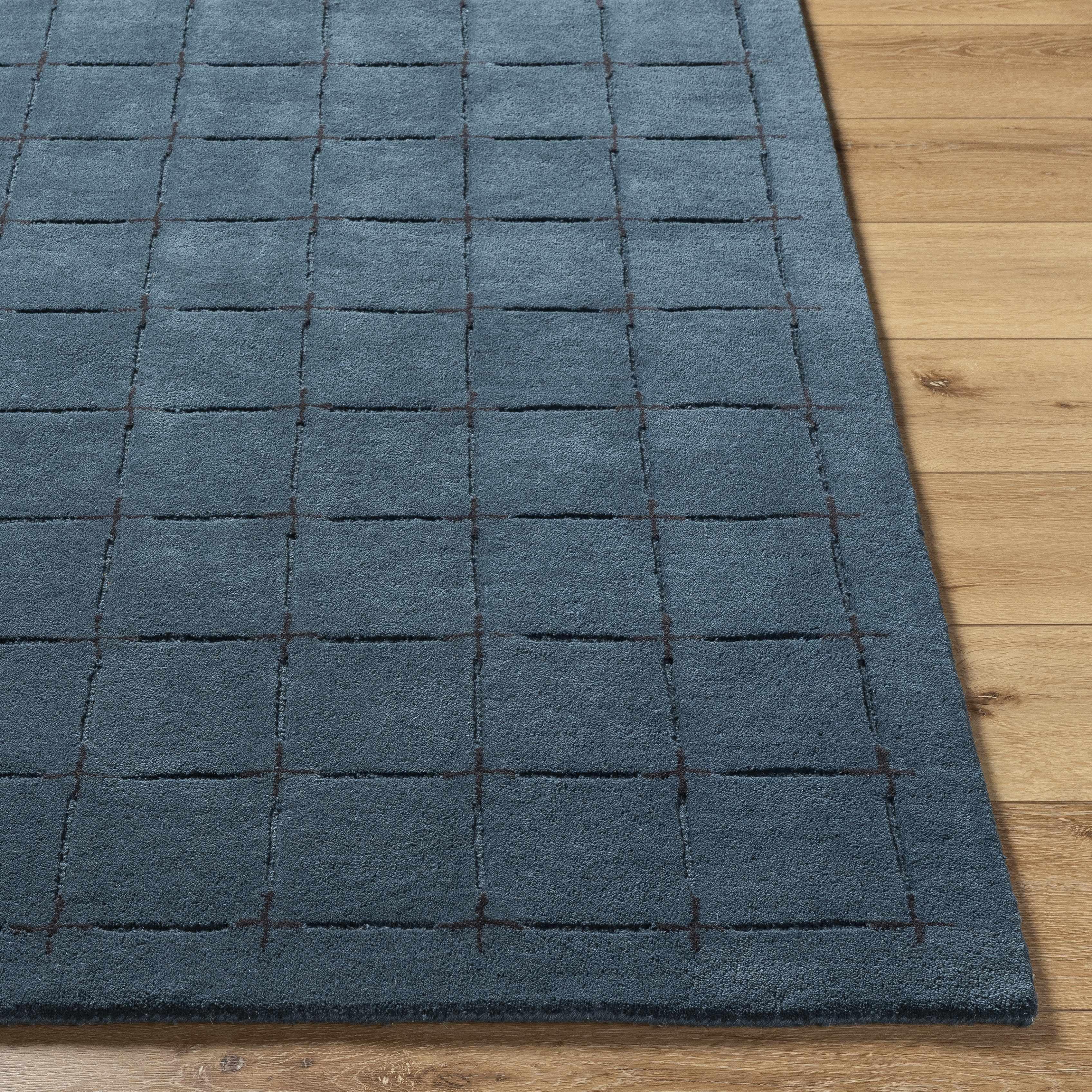 Sanvi Navy Wool Area Rug - PRHOMZ