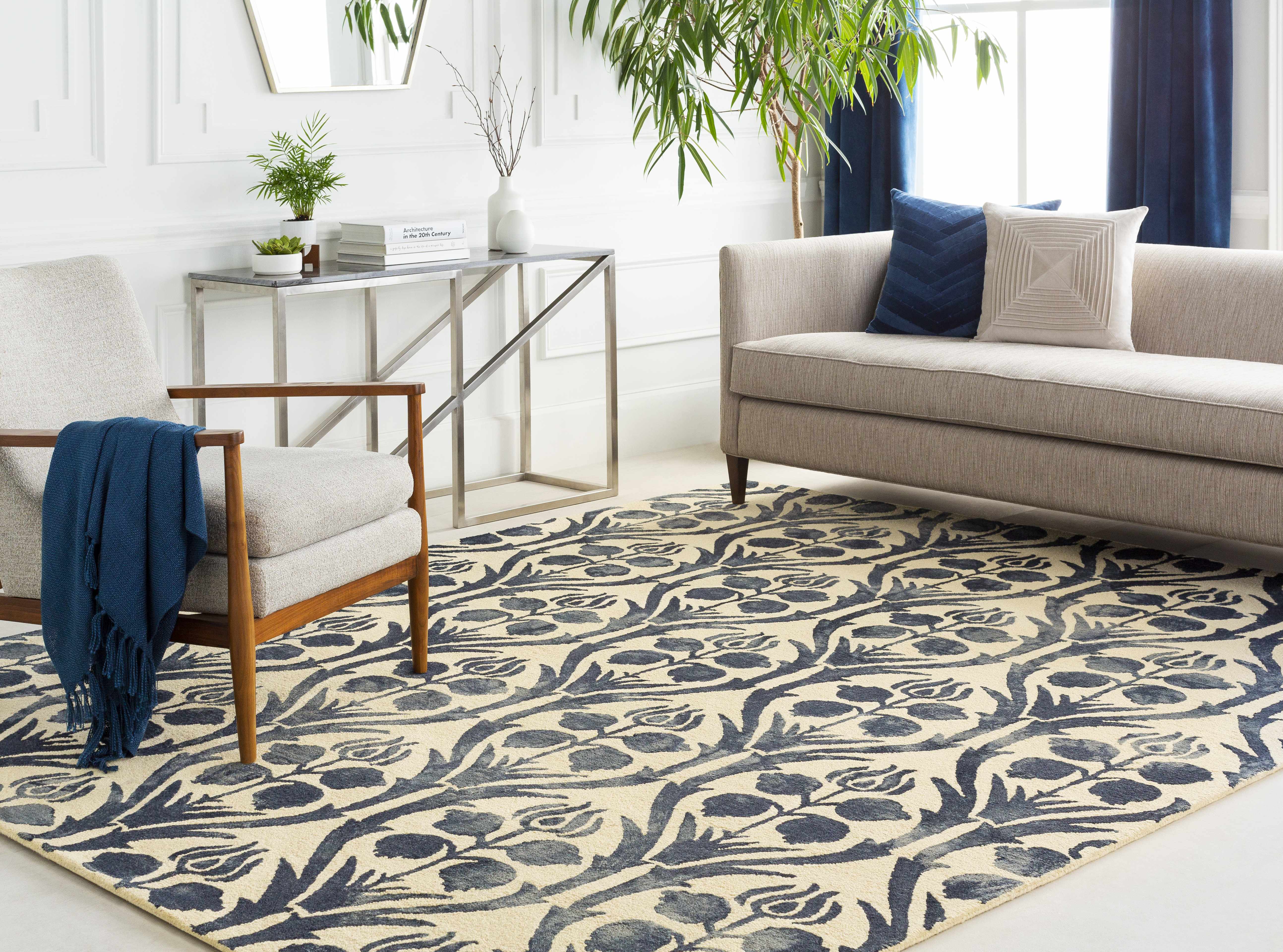 Onyx Navy Square Throw Pillow-0