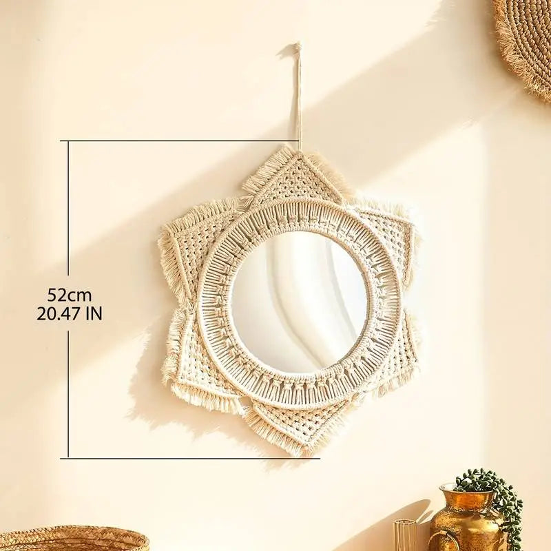 Macrame Hanging Decorative Wall Mirror-1