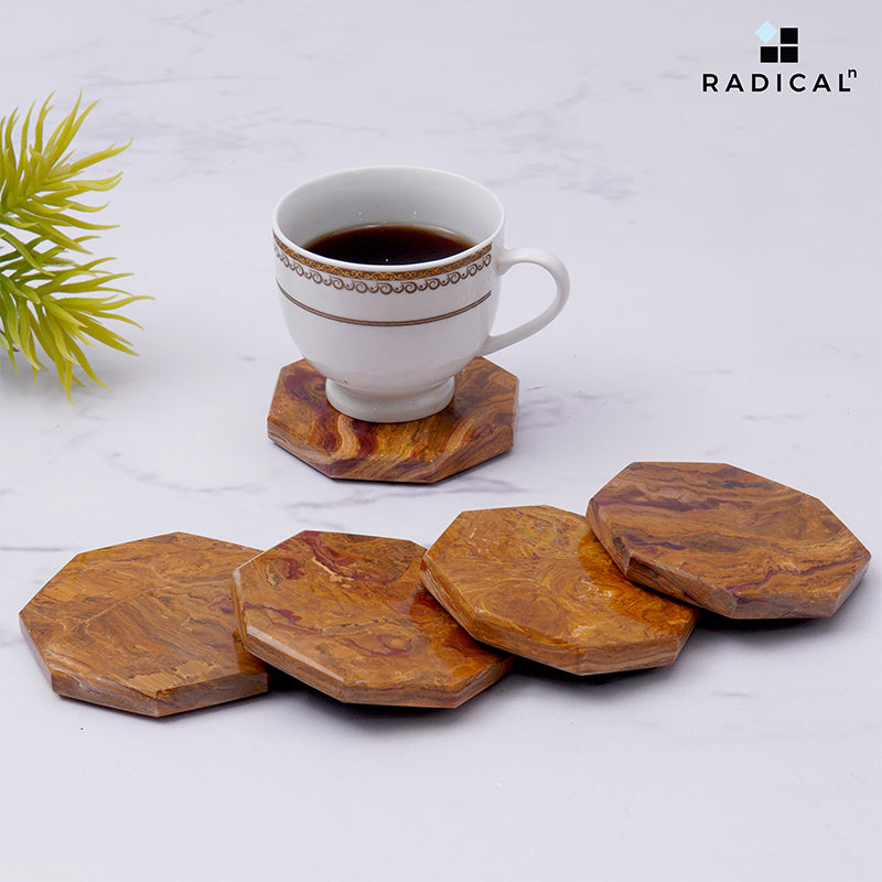 Natural Marble Set of 6 Kitchen Star Coaster Plates-7