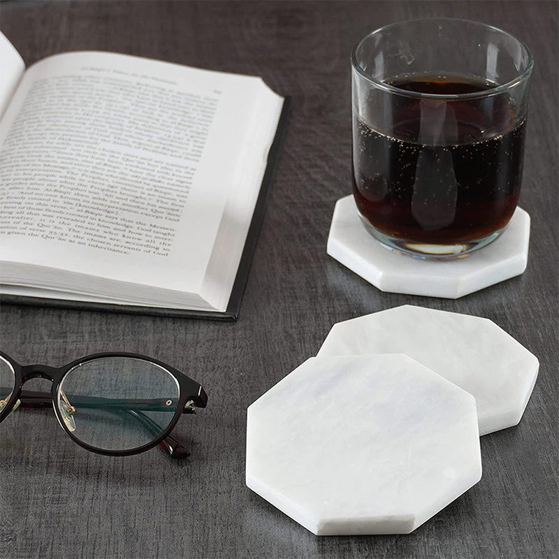 Natural Marble Set of 6 Kitchen Star Coaster Plates-2