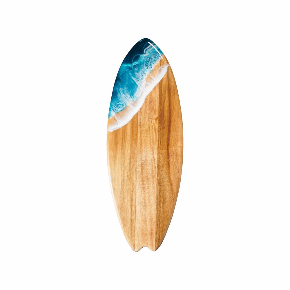 Resin-Accented Surfboard Shaped Charcuterie Boards-3