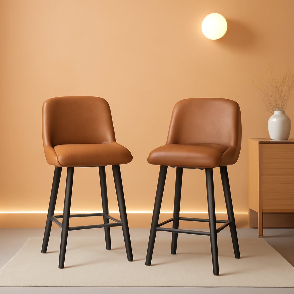 26 Inch Whiskey Brown Bar Stools Set Of 2 For Kitchen Island