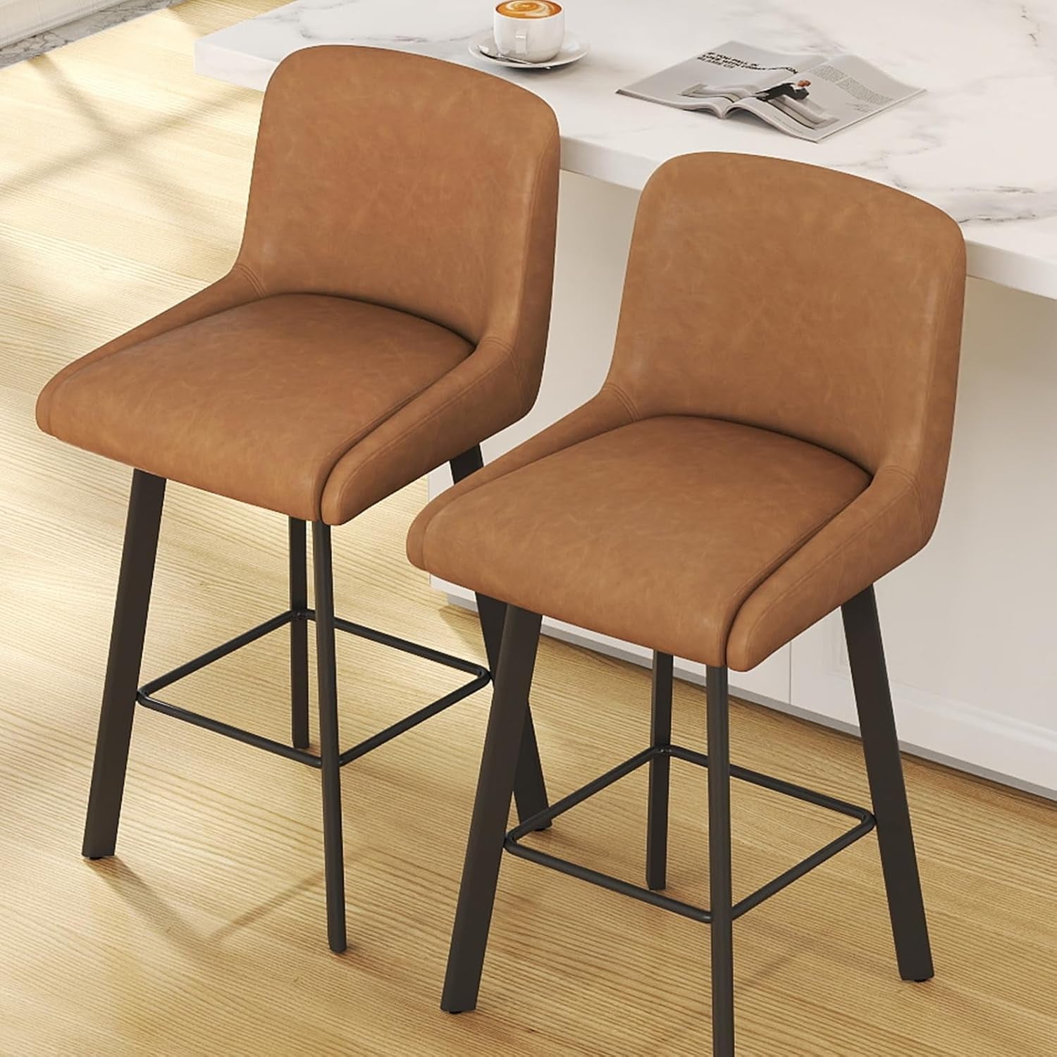26 Inch Whiskey Brown Bar Stools Set Of 2 For Kitchen Island