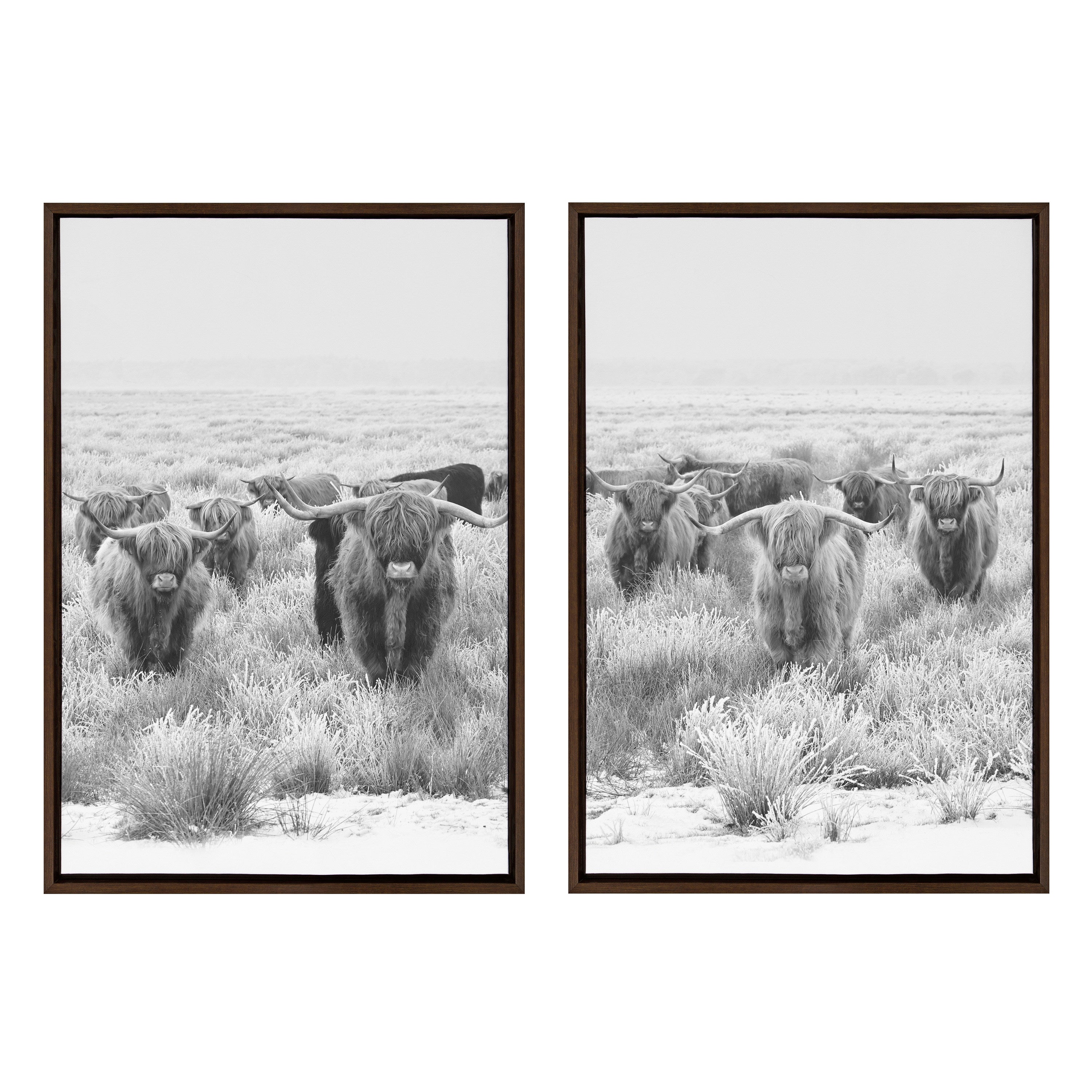 Sylvie Herd of Highland Cows Framed Canvas by The Creative Bunch Studio