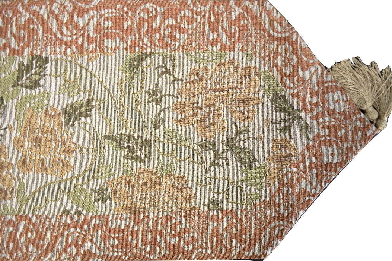DaDa Bedding Floral Nature Garden Beige Orange Spices Tapestry Table Runner (10072)