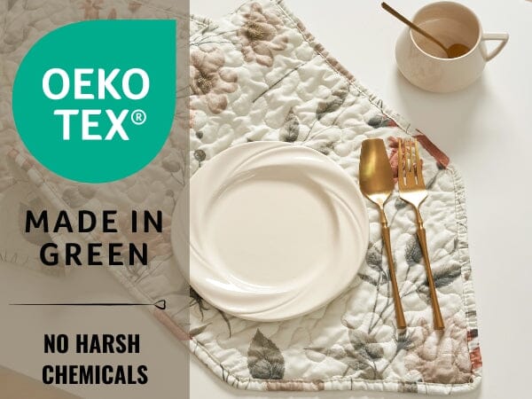 DaDalogy Enchanted Meadow Reversible Dinner Table Runner - Floral Elegance in Beige, Rose, and Soft Olive Green, Premium Soft Microfiber Quilted Table Runner