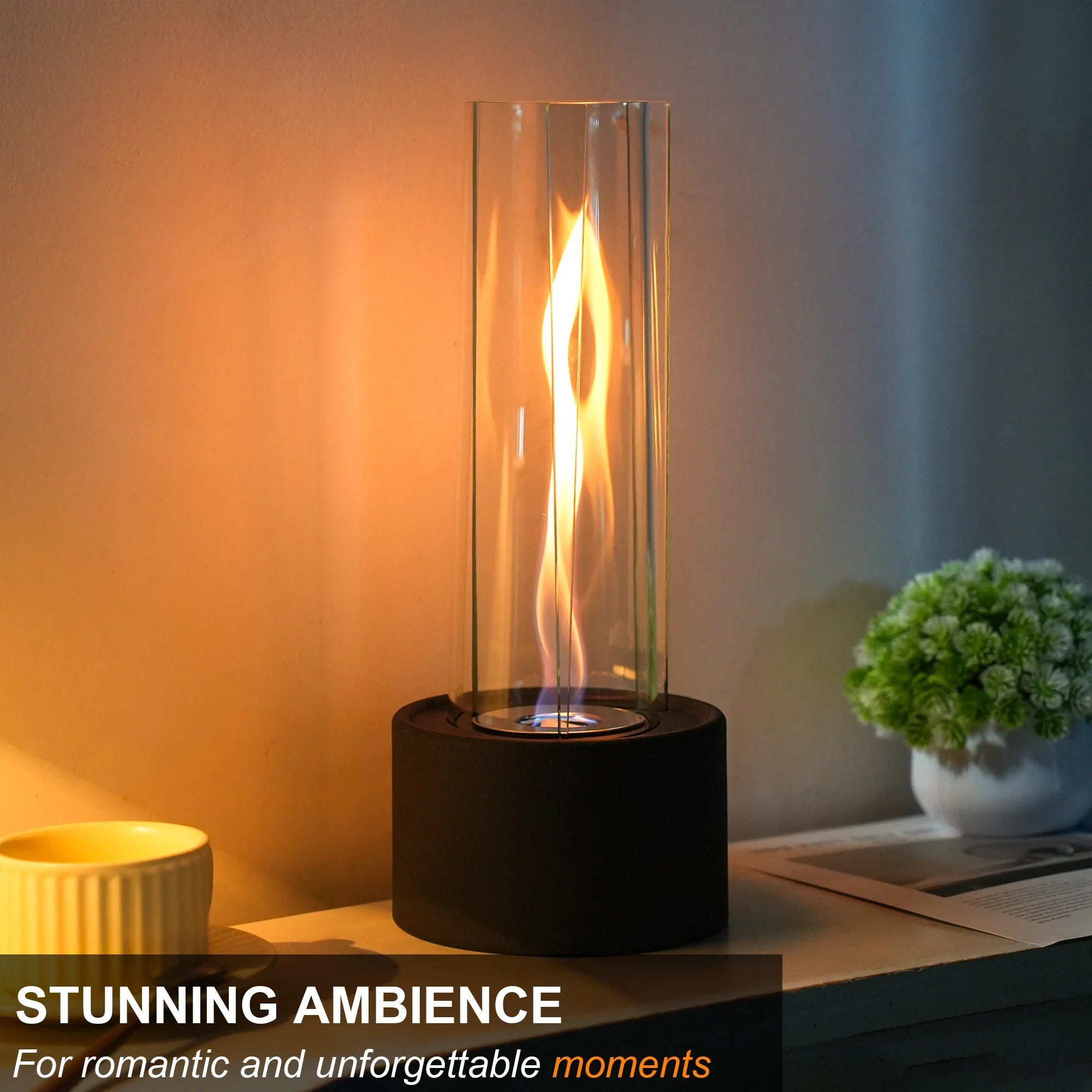 Cylindrical Bioethanol Vented-Free Fireplace-1