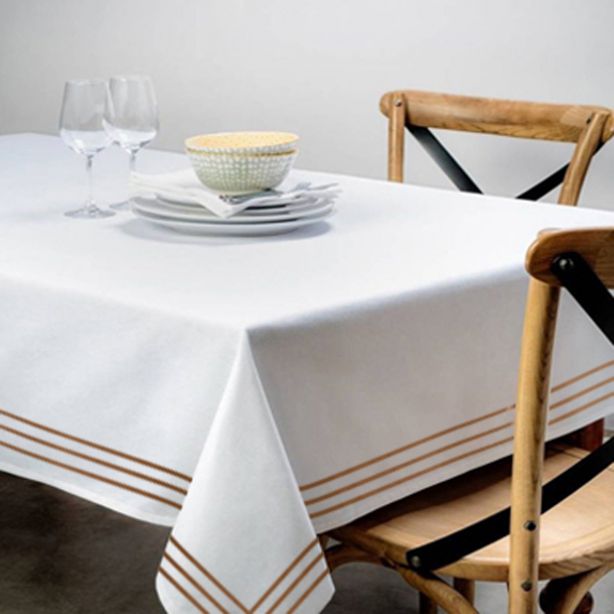 Triple Embroidery Border Sateen Cotton Solid Table Cloth