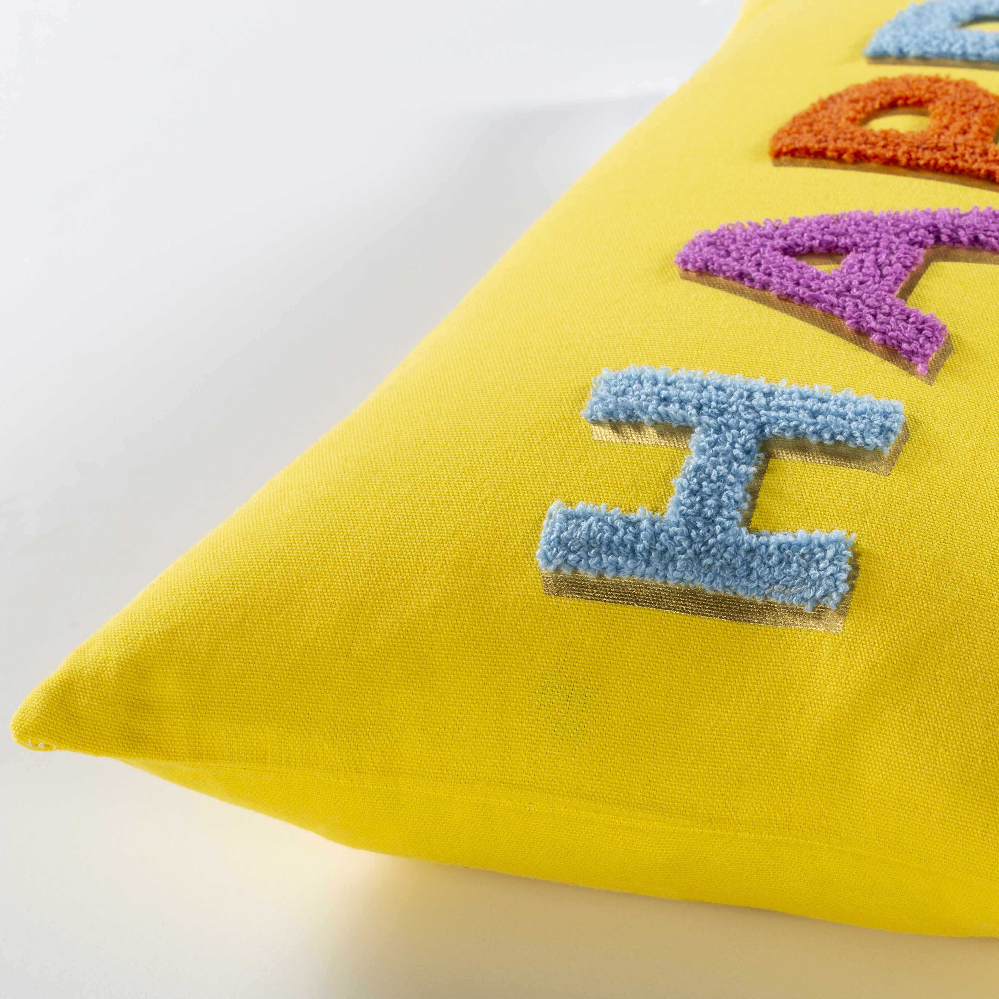 Kids Happy Decorative Nursery Yellow Throw Pillow - Clearance-1