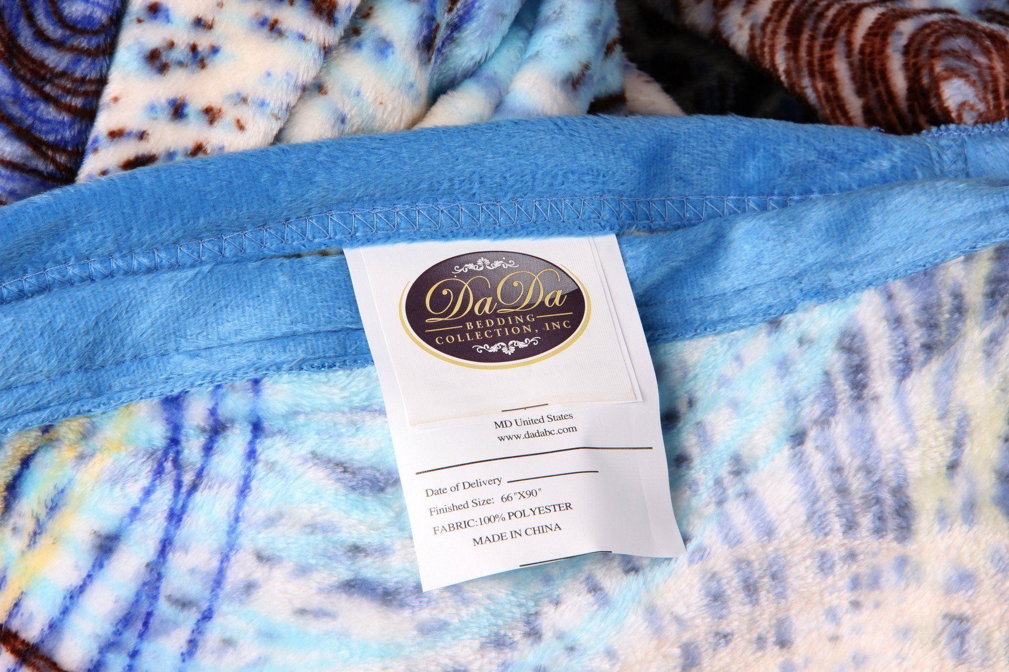 DaDa Bedding Swirly Navy Blue Lagoon Abstract Mink Flannel Fleece Throw Blanket (XY9897)