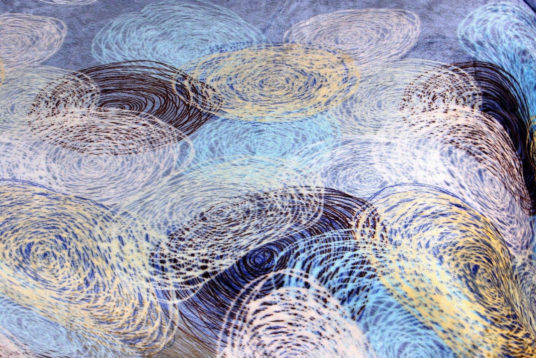 DaDa Bedding Swirly Navy Blue Lagoon Abstract Mink Flannel Fleece Throw Blanket (XY9897)