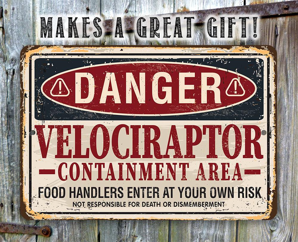Danger Velociraptor - Metal Sign