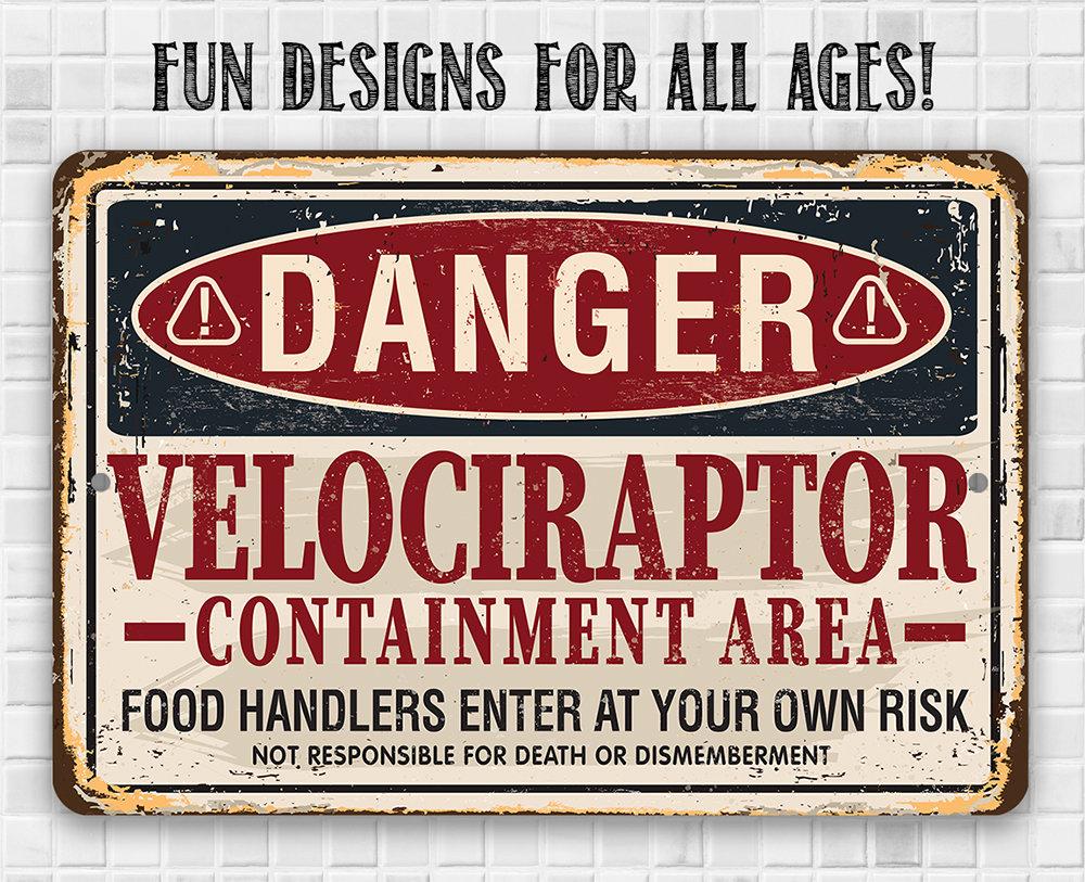 Danger Velociraptor - Metal Sign
