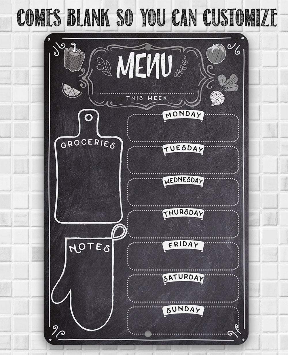 Kitchen Menu Chalkboard - Write On Surface - Metal Sign
