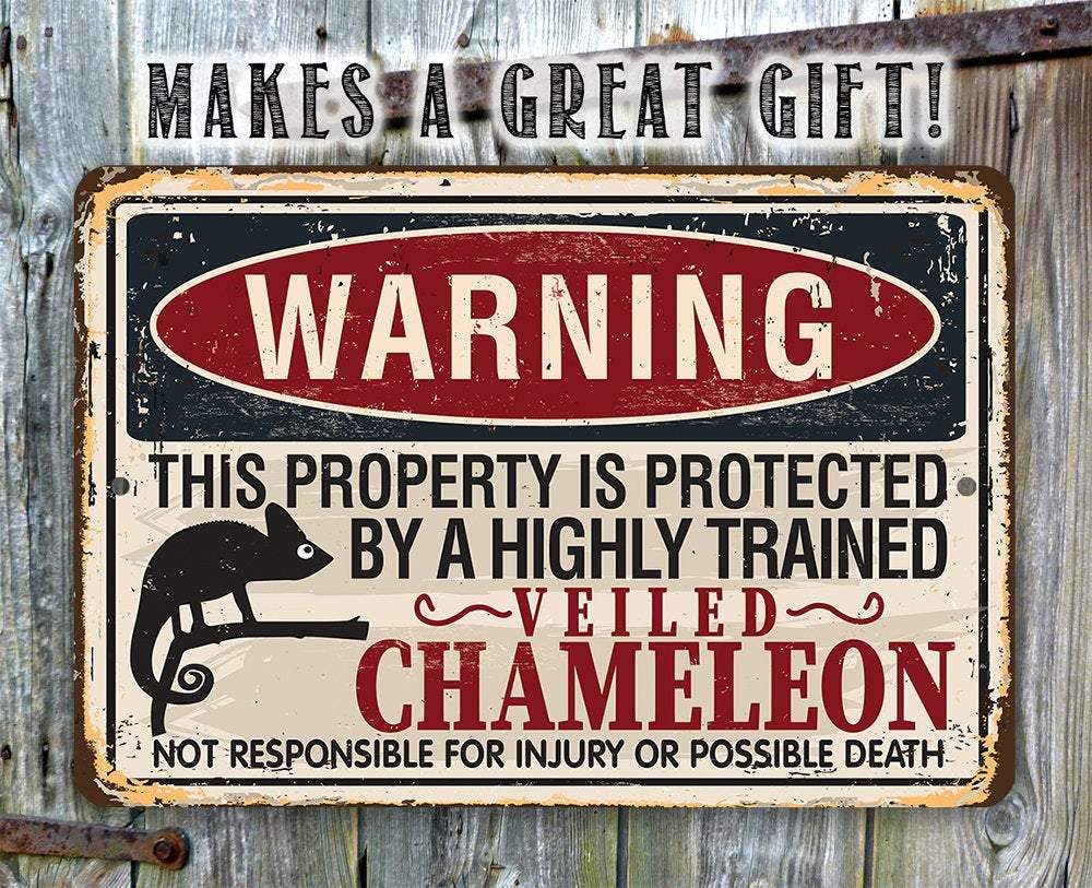 Warning Property Chameleon - Metal Sign