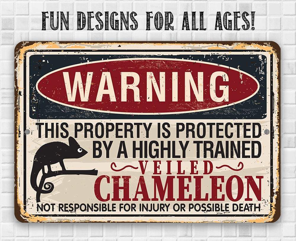 Warning Property Chameleon - Metal Sign