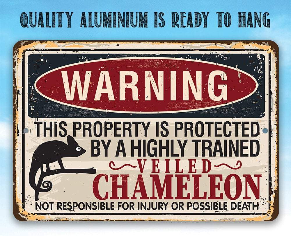 Warning Property Chameleon - Metal Sign