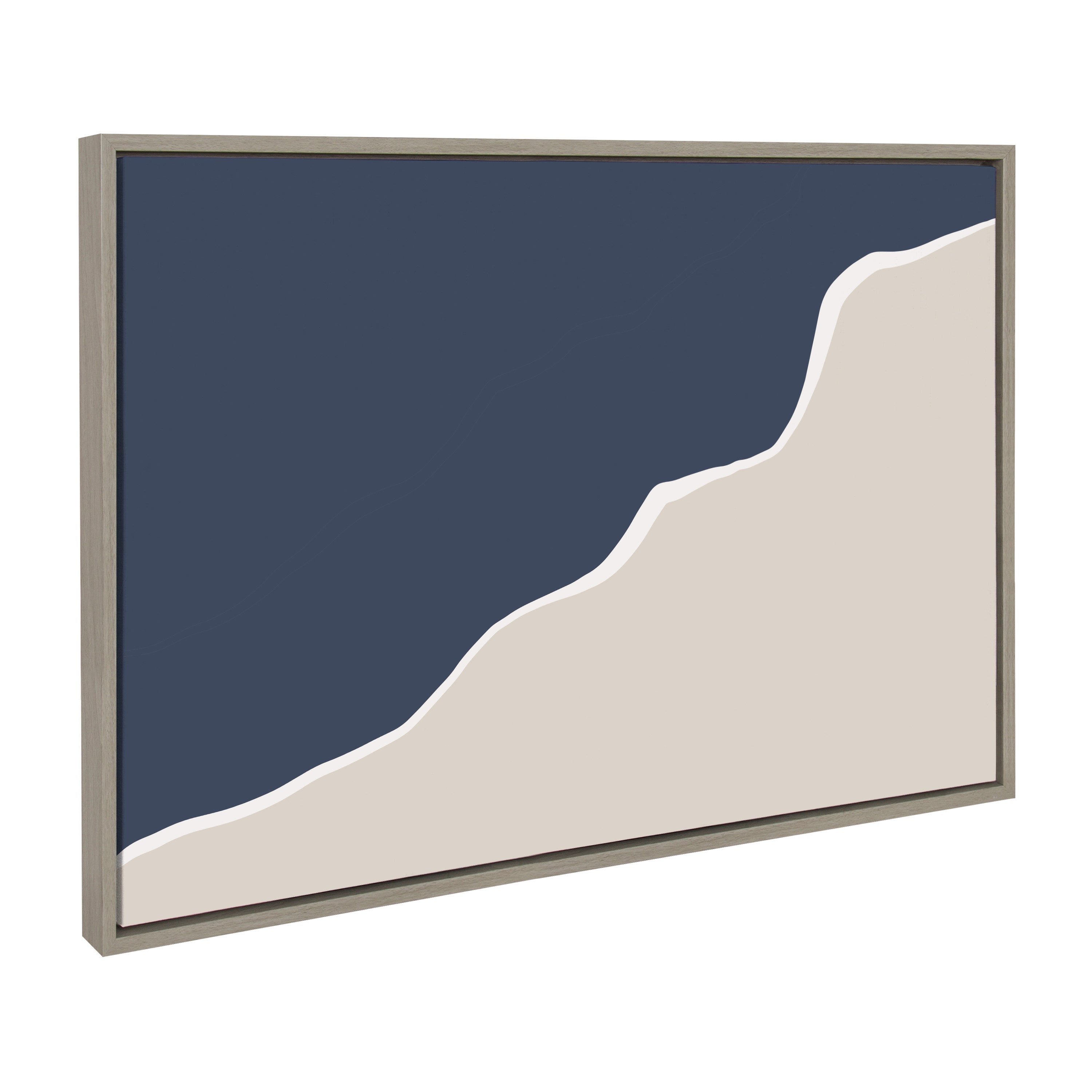 Sylvie Ocean and Beach Abstract Landscape Framed Canvas by The Creative Bunch Studio