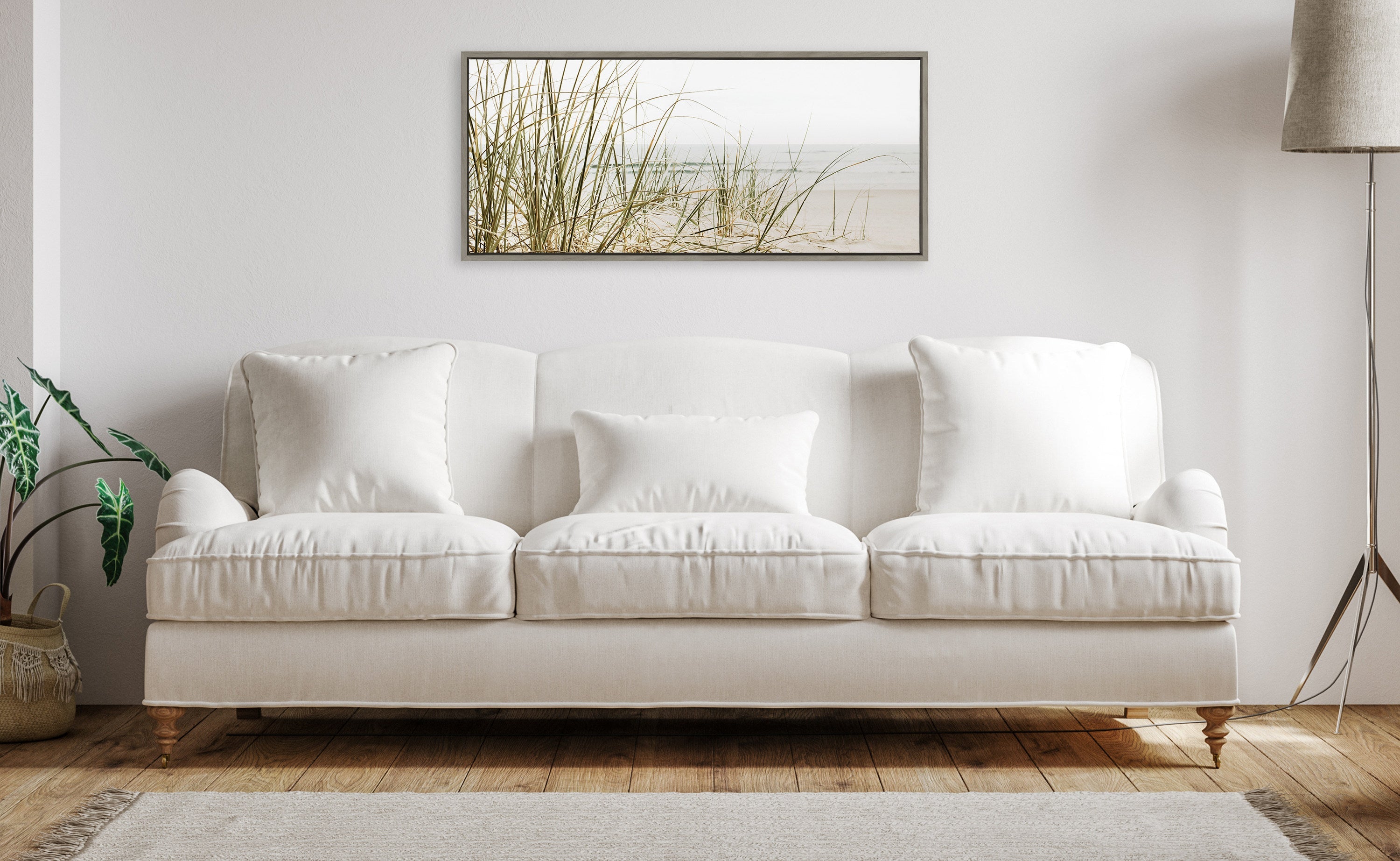 Sylvie Calming Beach Grass Framed Canvas by The Creative Bunch Studio