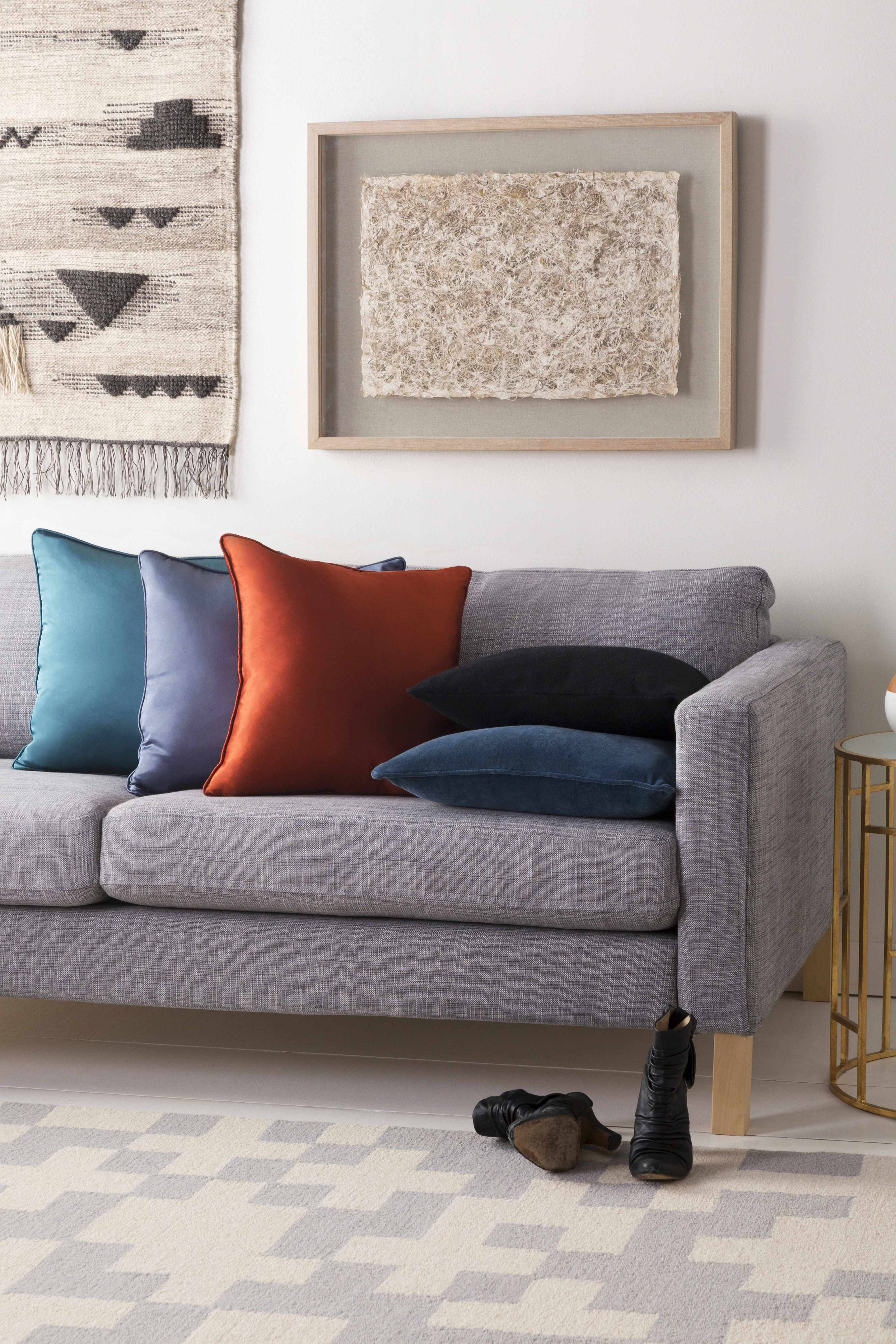 Victor Dark Blue Square Throw Pillow-2