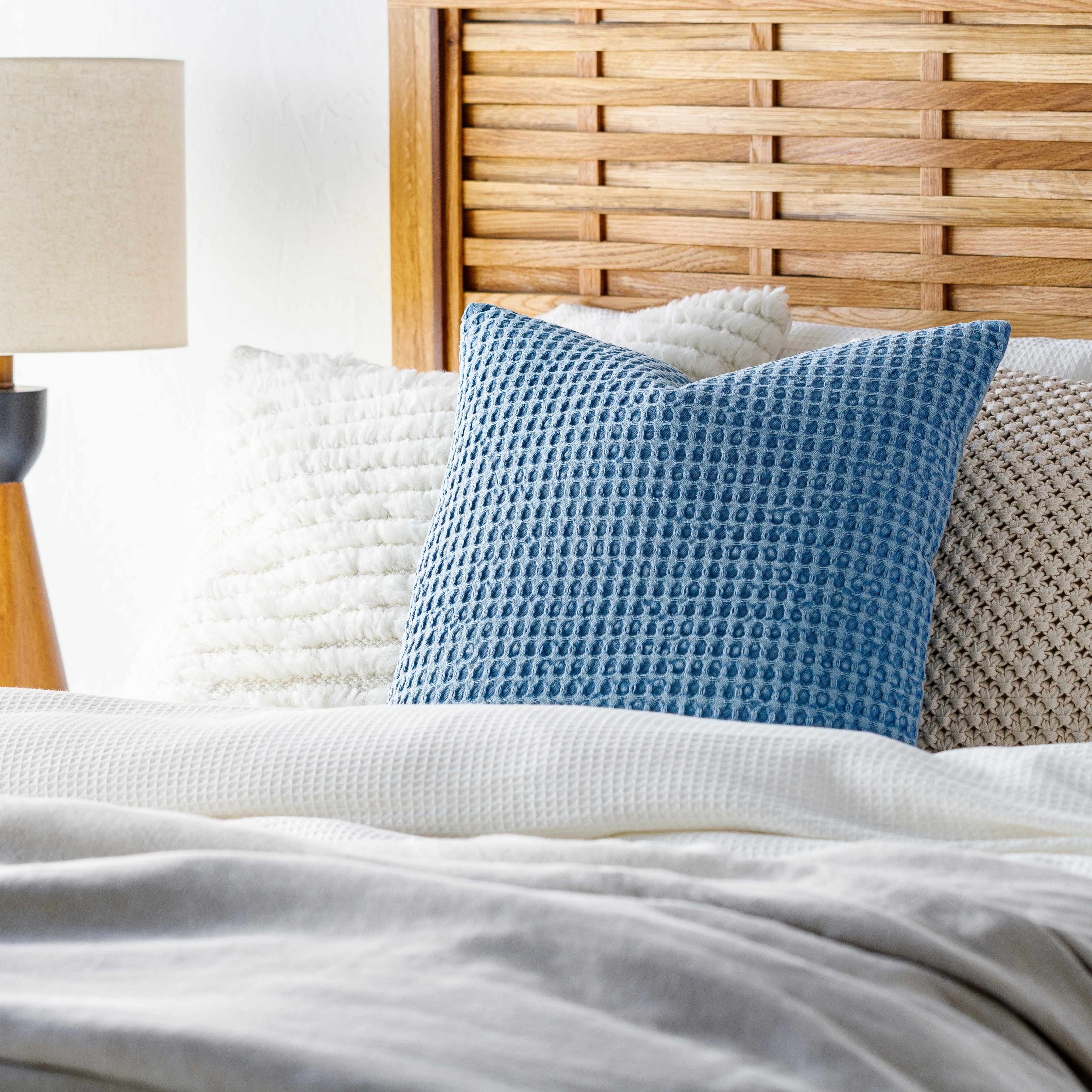 Toodyay Textured Light Blue Square Throw Pillow-0