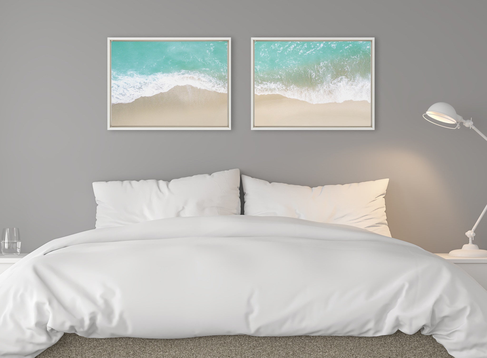 Sylvie Ocean Beach Fantasy Left and Right Framed Canvas by The Creative Bunch Studio