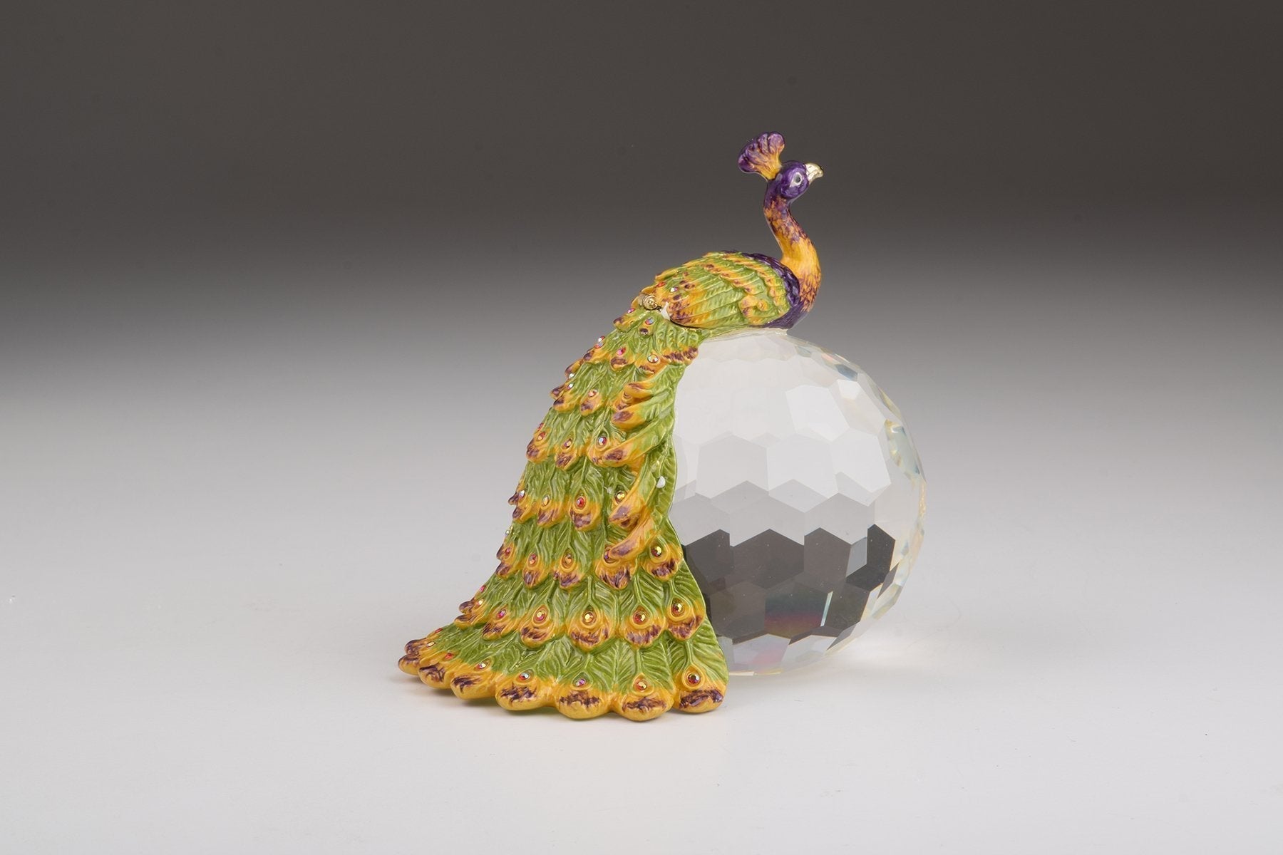 Colorful Peacock on Crystal Ball-3