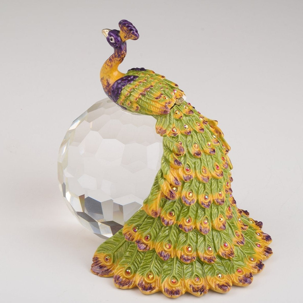 Colorful Peacock on Crystal Ball-0