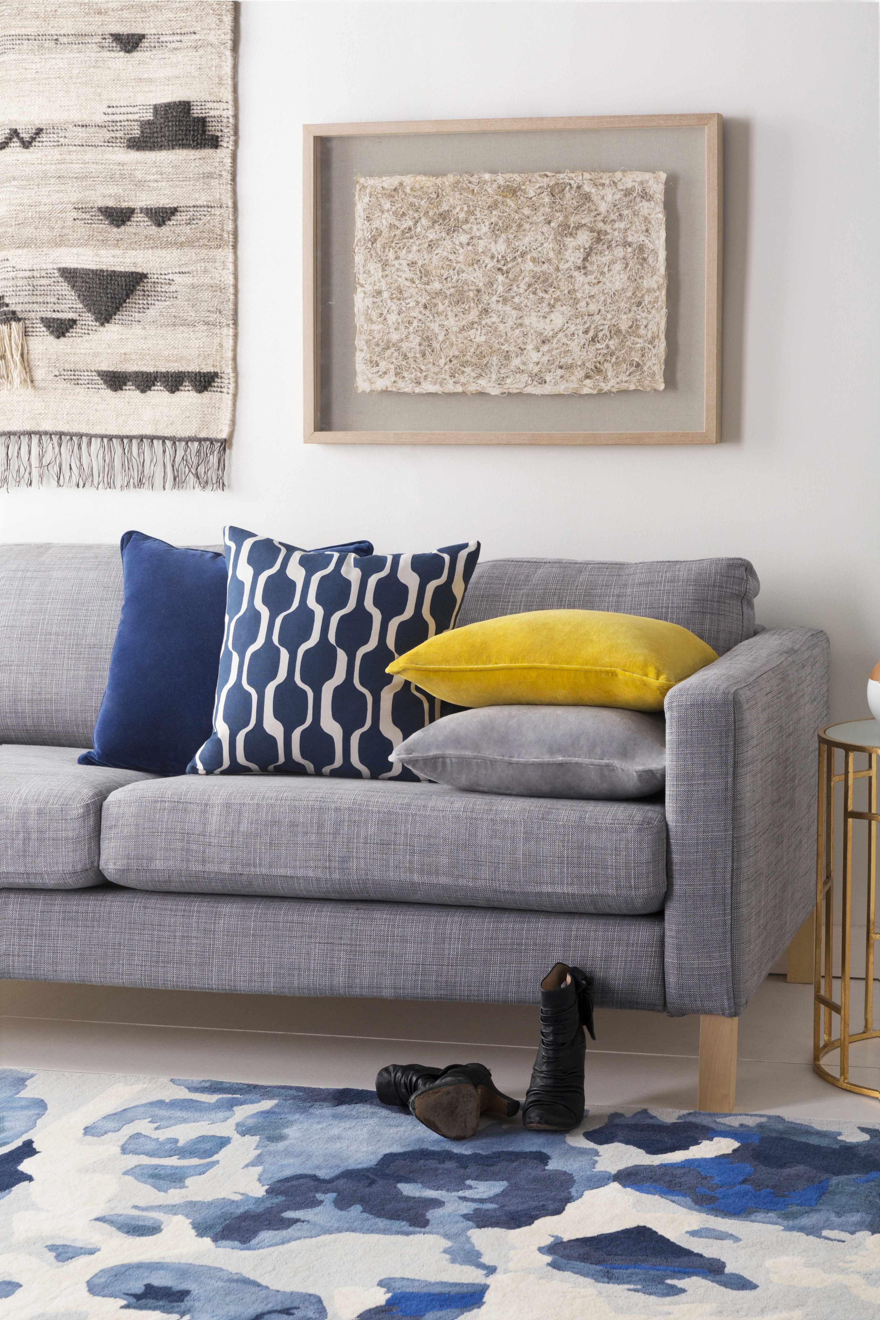 Victor Dark Blue Square Throw Pillow-3