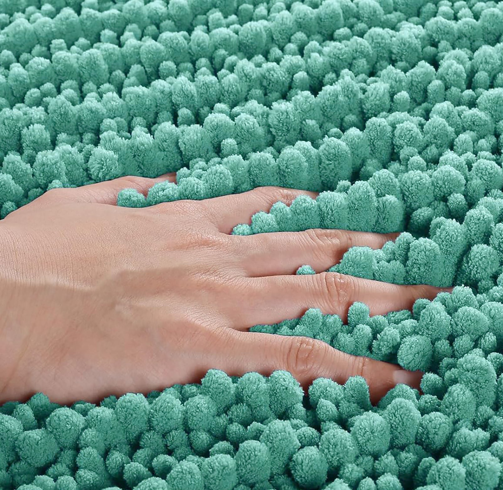 2 Piece Set Turquoise Soft Cozy Plush Chenille Bath Mat Bathroom Rug