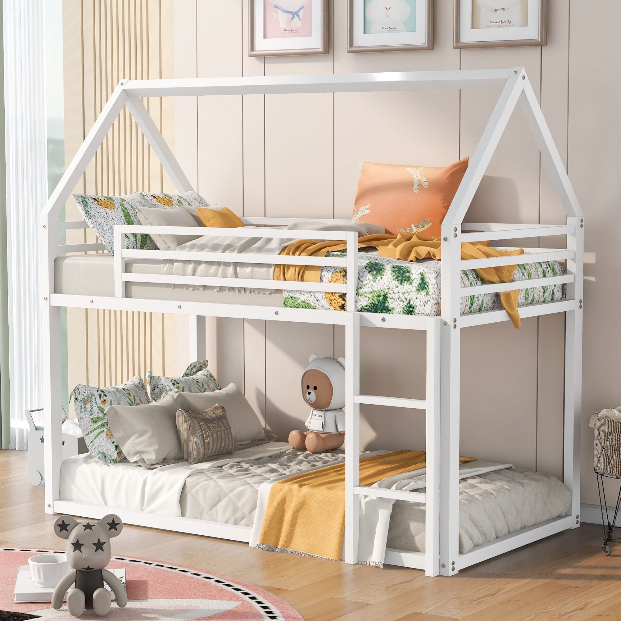 Twin Over Twin Metal Bunk Bed for Kids, ASTM Certified with Guardrails | Just Better Bunk Beds