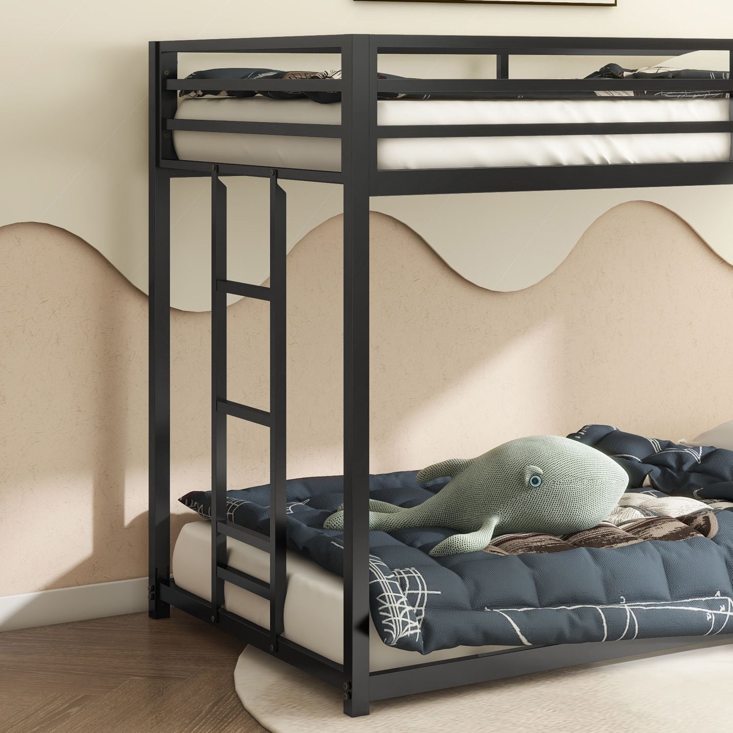 Twin Over Twin Metal Bunk Bed for Kids, ASTM Certified with Guardrails | Just Better Bunk Beds