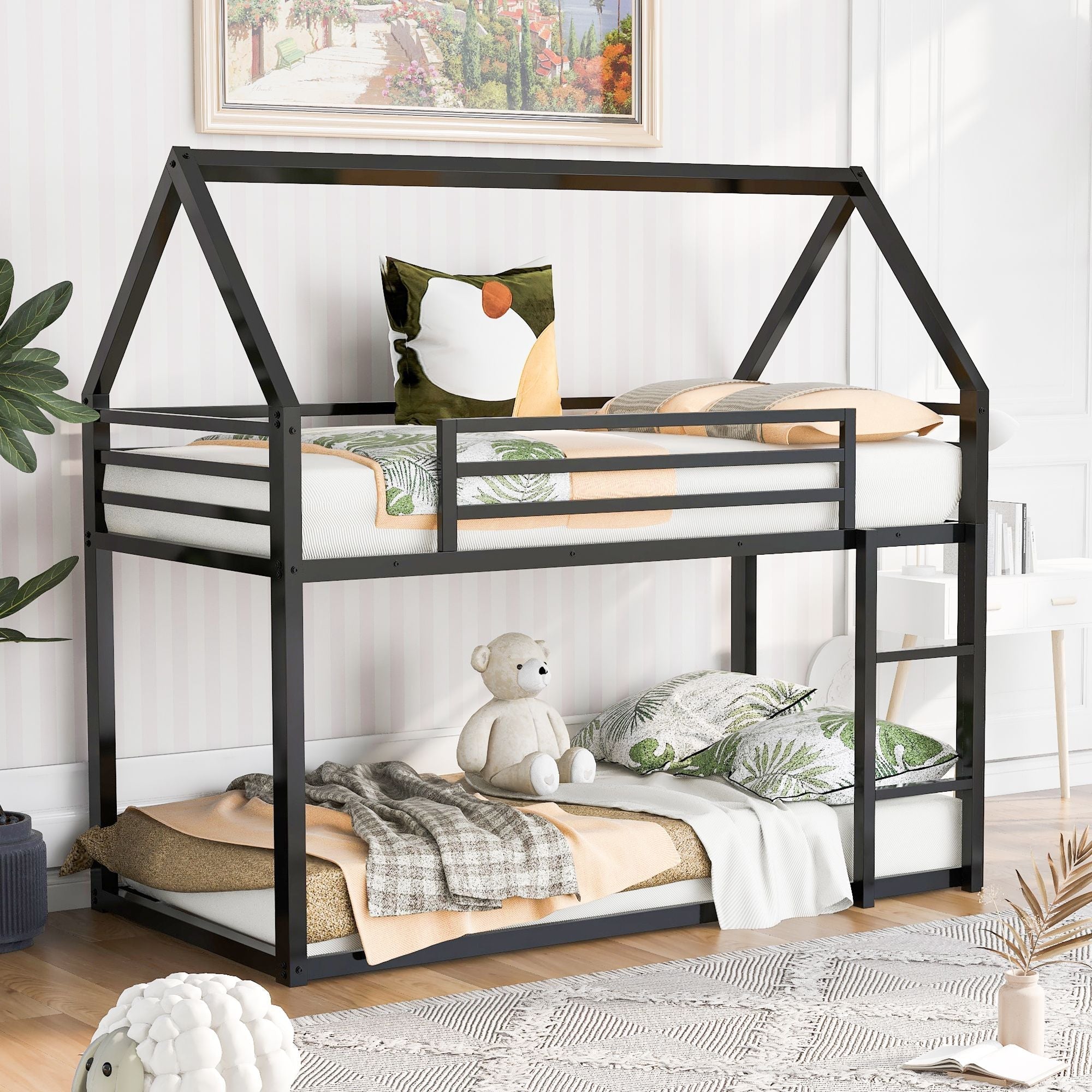 Twin Over Twin Metal Bunk Bed for Kids, ASTM Certified with Guardrails | Just Better Bunk Beds