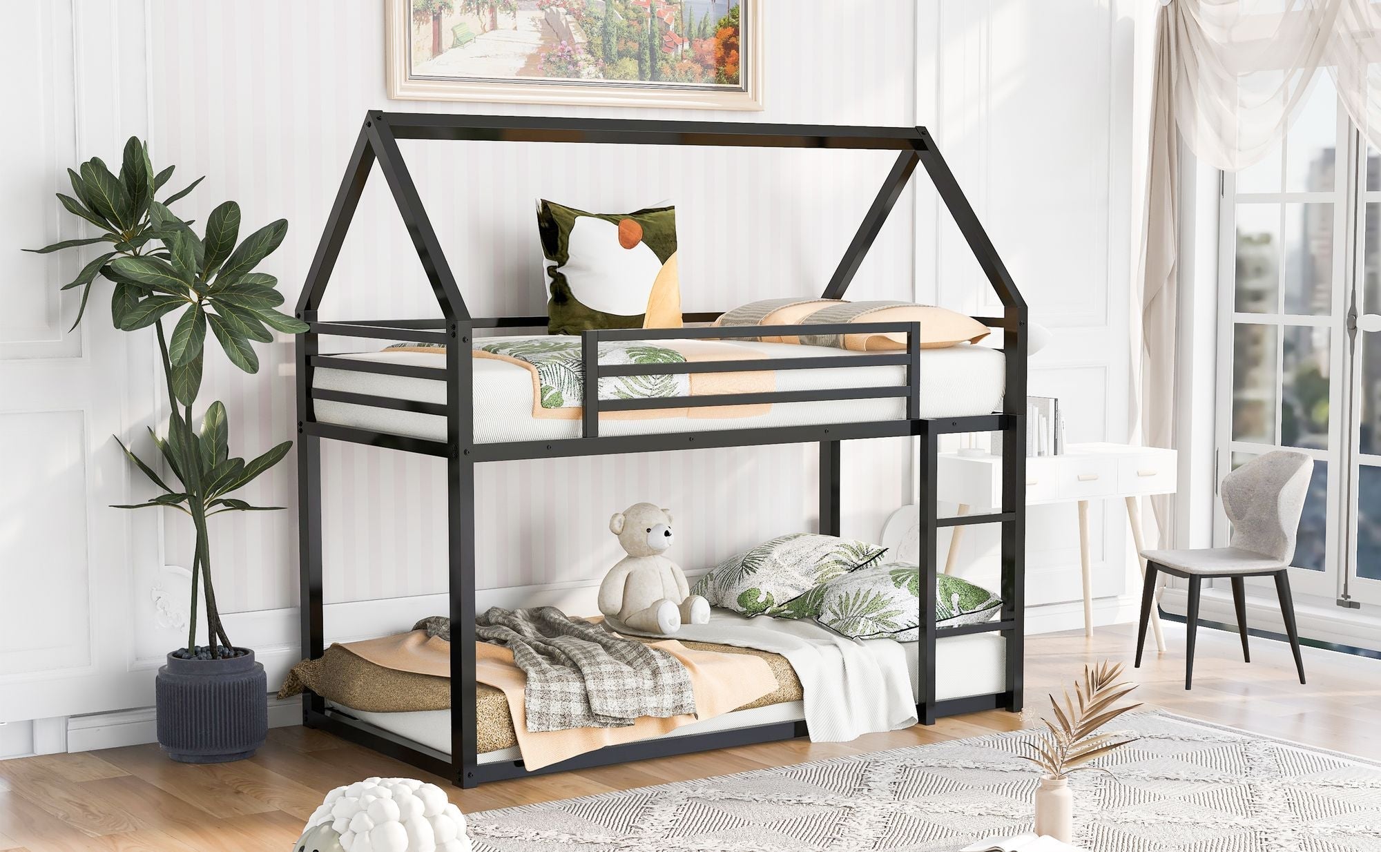 Twin Over Twin Metal Bunk Bed for Kids, ASTM Certified with Guardrails | Just Better Bunk Beds