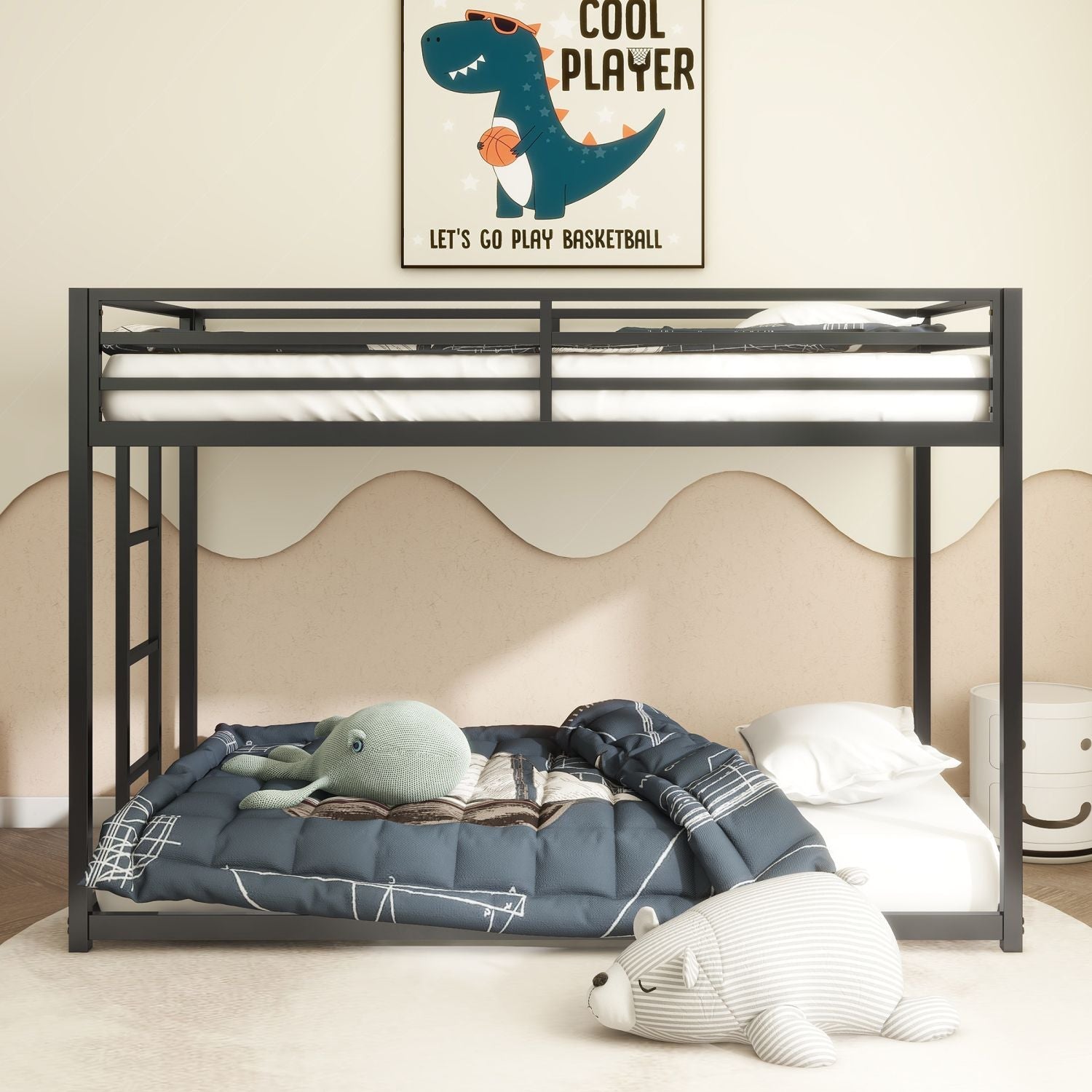 Twin Over Twin Metal Bunk Bed for Kids, ASTM Certified with Guardrails | Just Better Bunk Beds