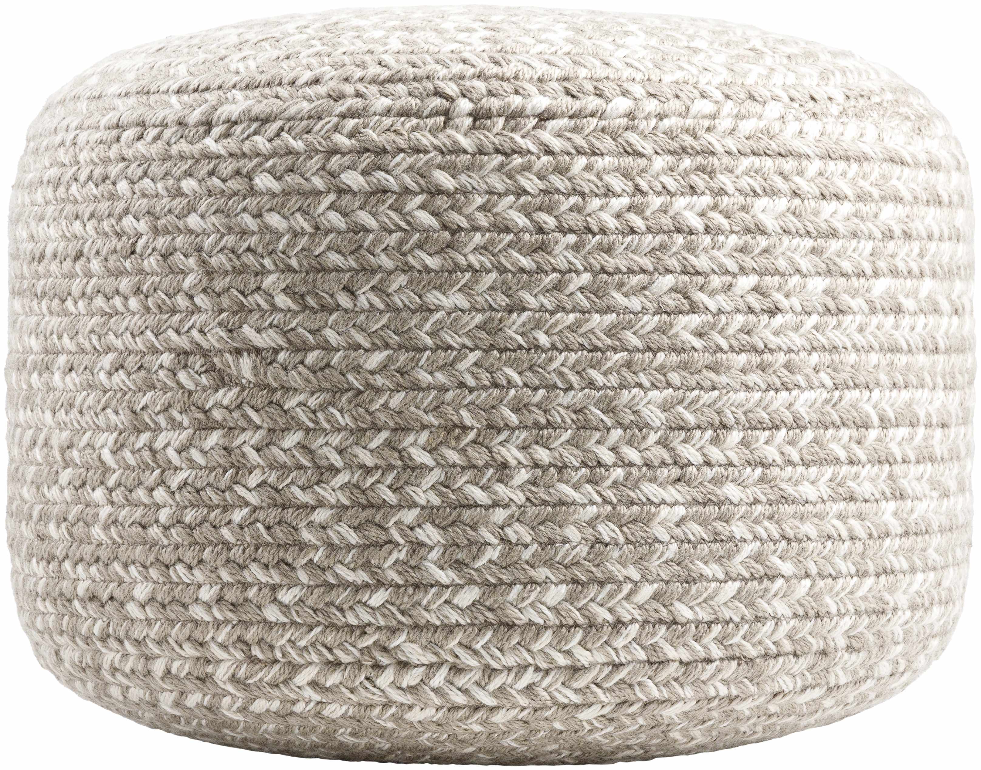 Tonanitla Natural Fiber Light Gray Knitted Pouf-3