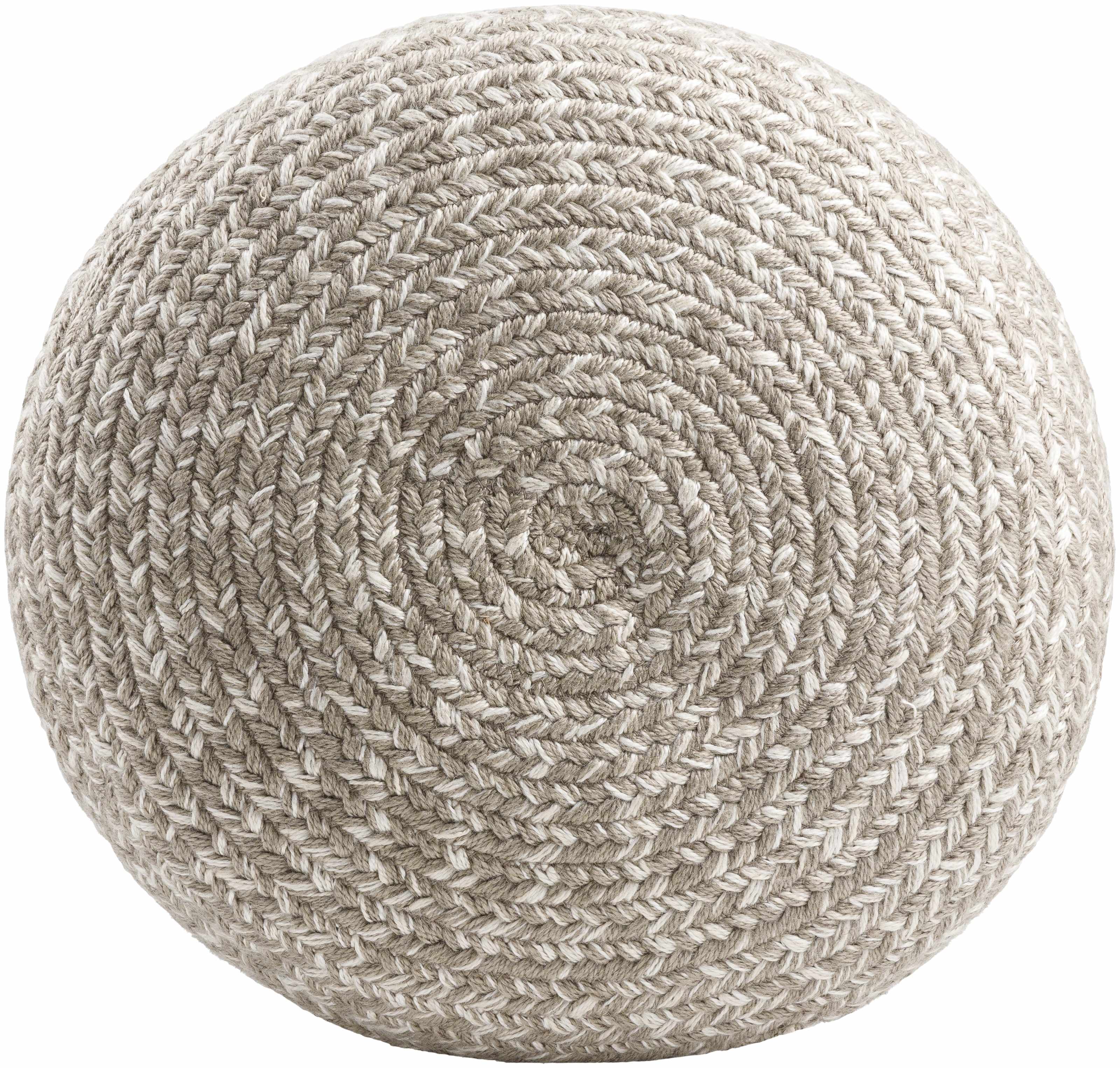 Tonanitla Natural Fiber Light Gray Knitted Pouf-1