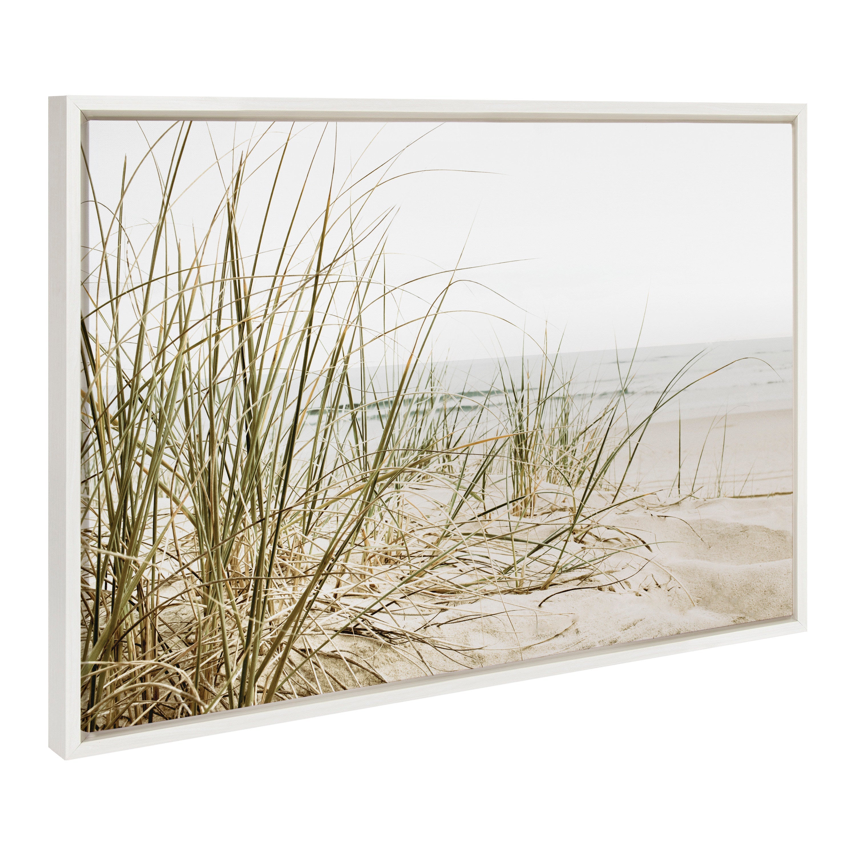 Sylvie Calming Beach Grass Framed Canvas by The Creative Bunch Studio