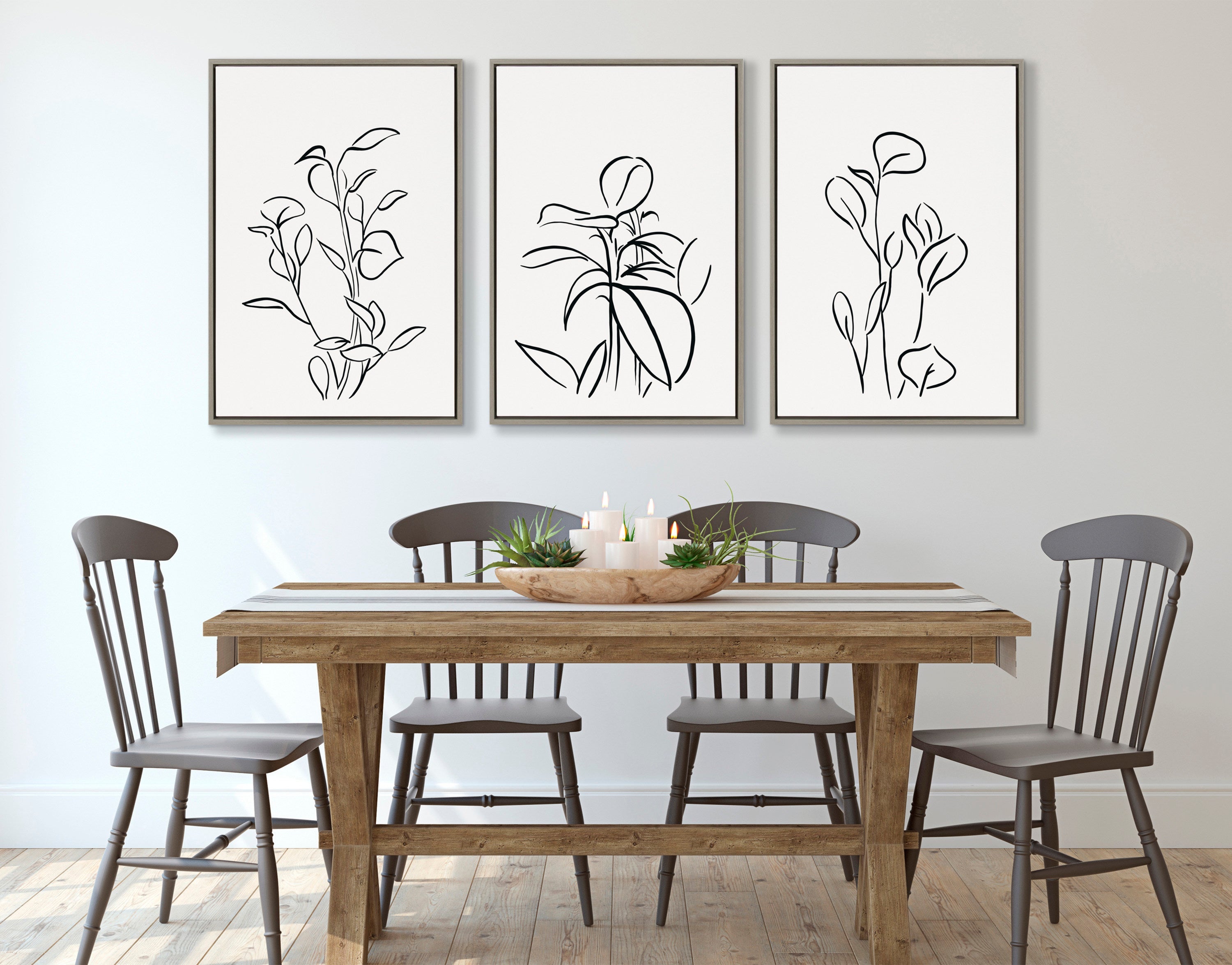 Sylvie Botanical Sketch Print No 2 Framed Canvas by The Creative Bunch Studio