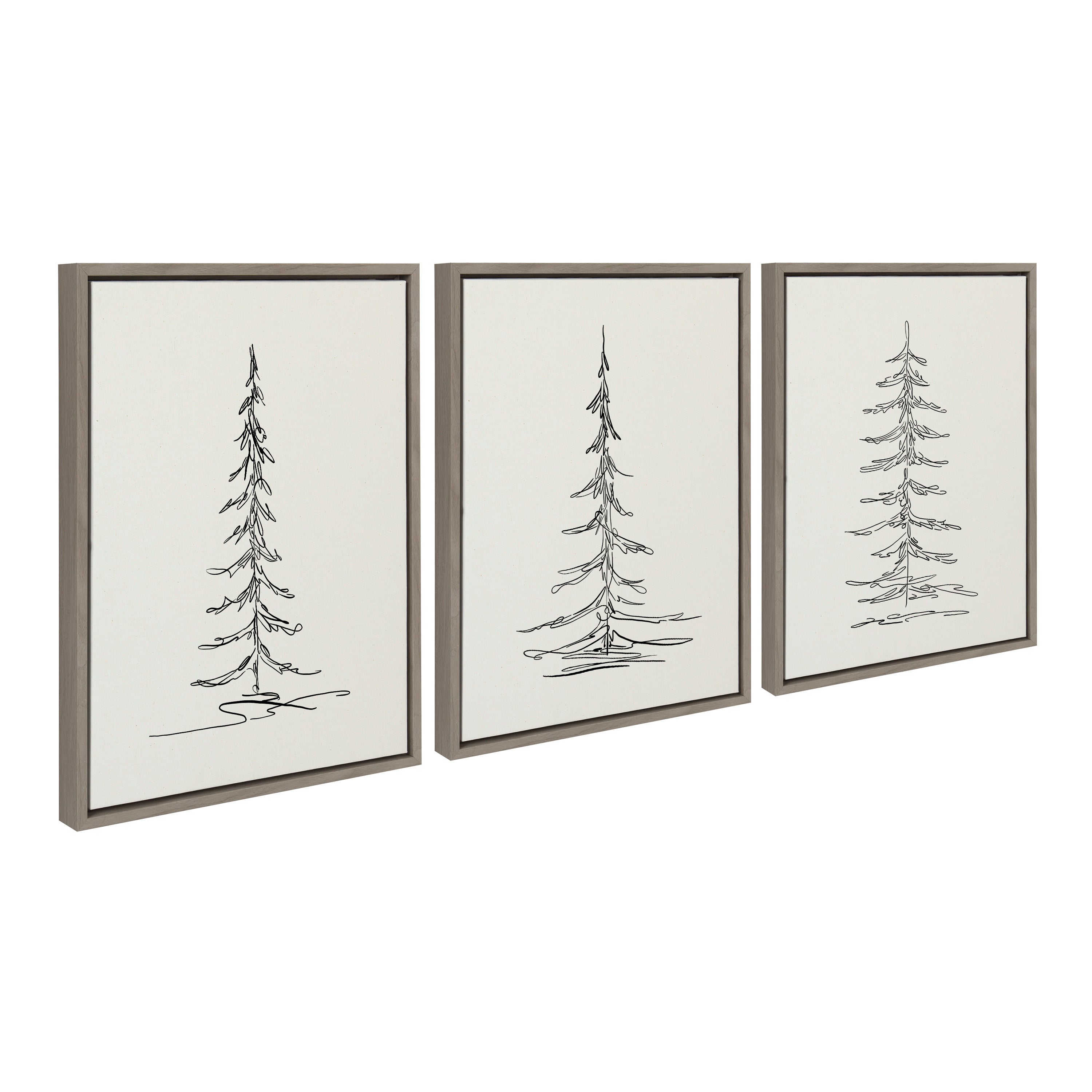 Sylvie Minimalist Evergreen Trees Framed Canvas Set by The Creative Bunch Studio