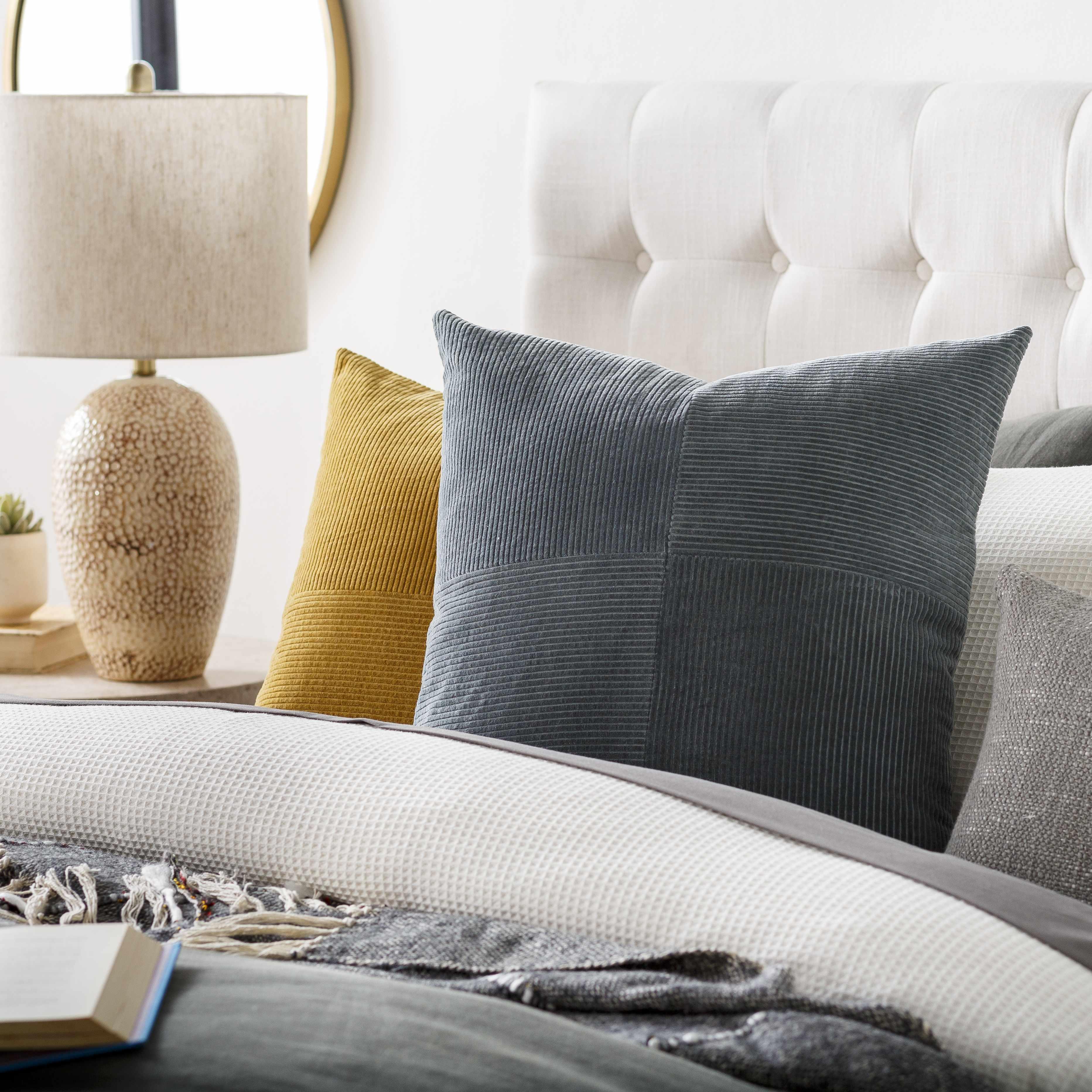 Umar Charcoal Corduroy Accent Pillow - PRHOMZ