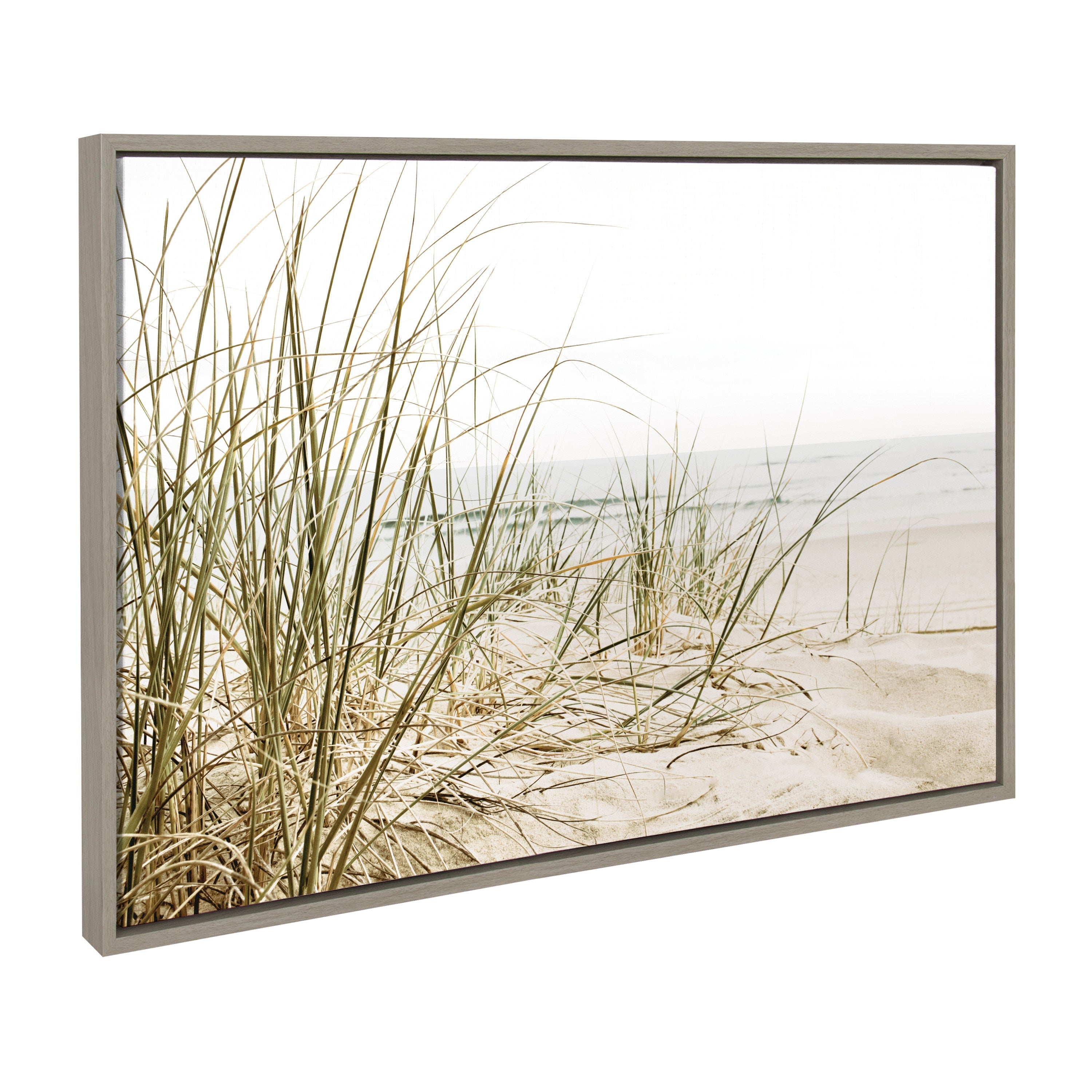 Sylvie Calming Beach Grass Framed Canvas by The Creative Bunch Studio
