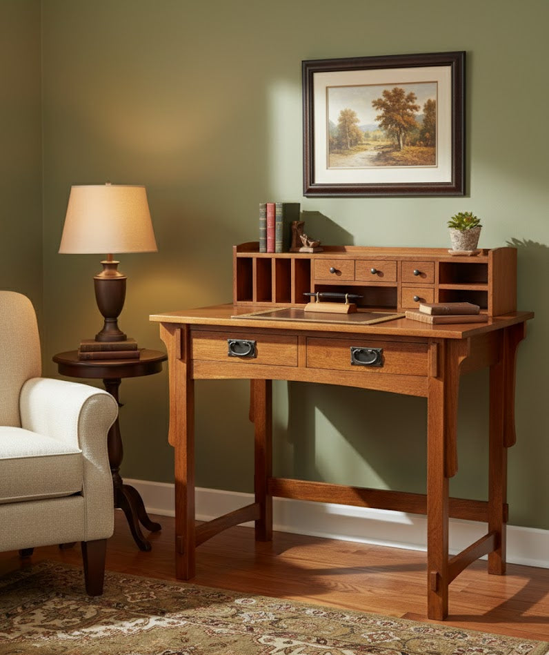 Mission Style Library Table with Removable Organizer