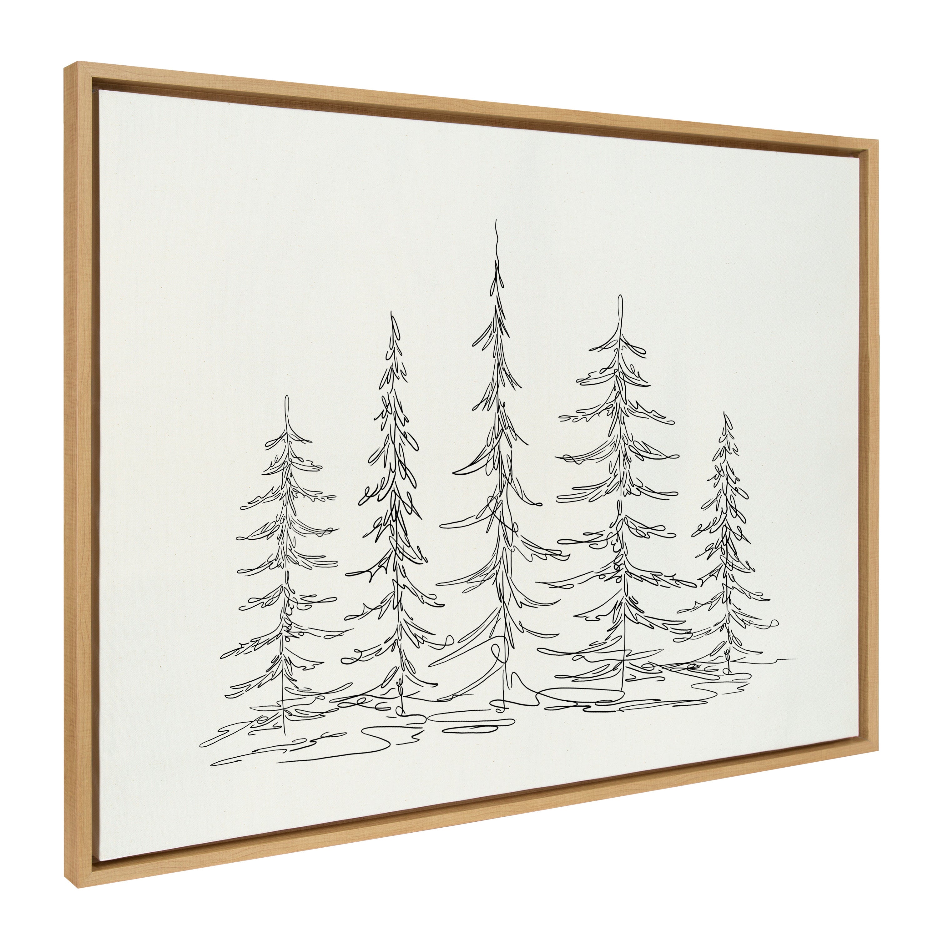 Sylvie Minimalist Evergreen Trees Sketch Framed Canvas by The Creative Bunch Studio