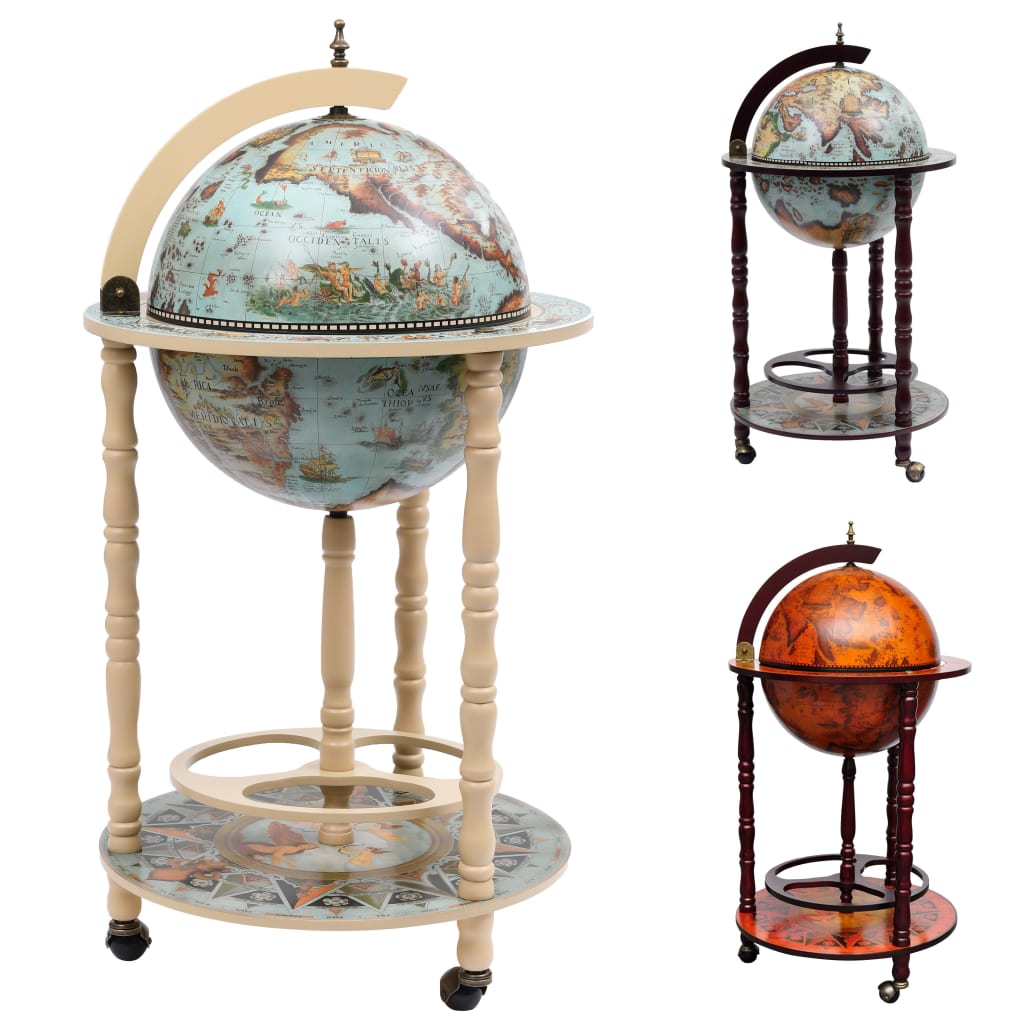 vidaXL Globe Bar Cart Globe Wine Bar Liquor Bar Cabinet Solid Eucalyptus Wood-5