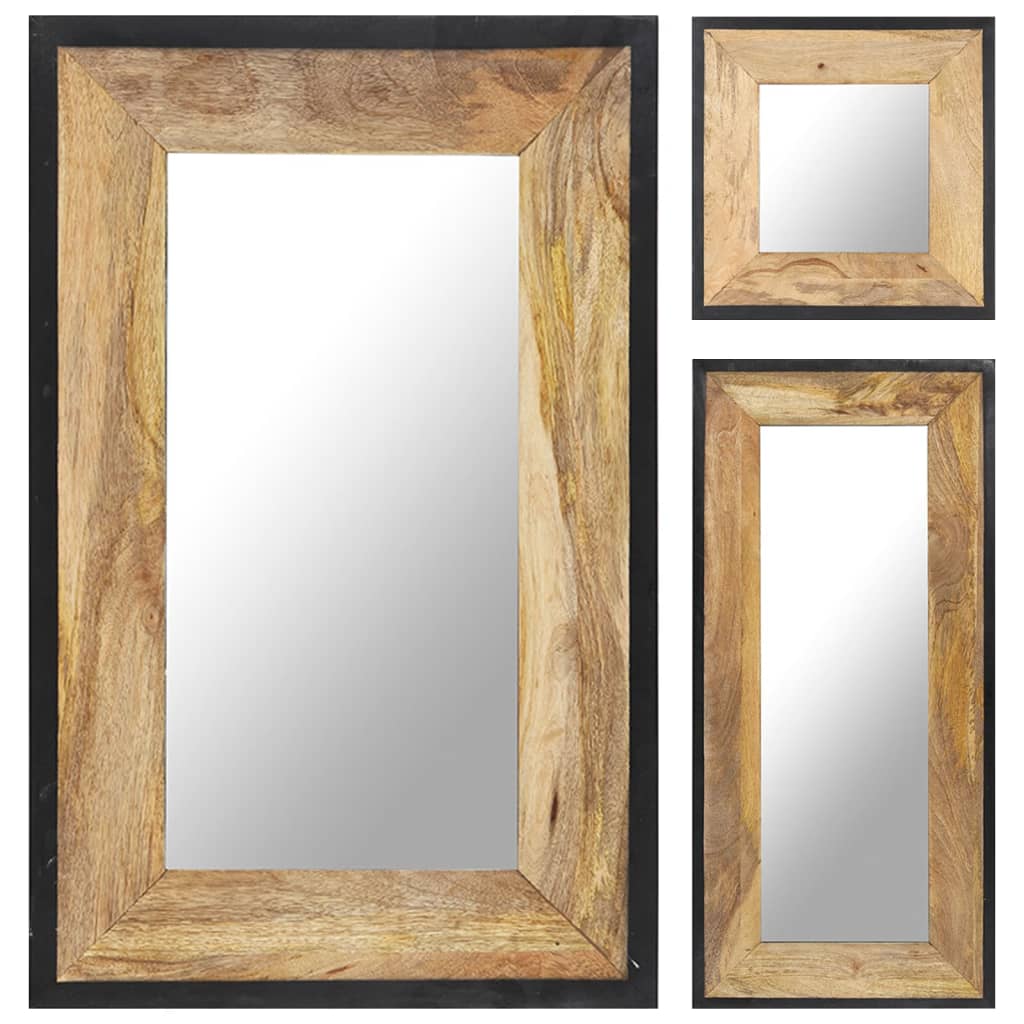 vidaXL Decorative Mirror Wall Mirror Bathroom Hallway Mirror Solid Mango Wood-5