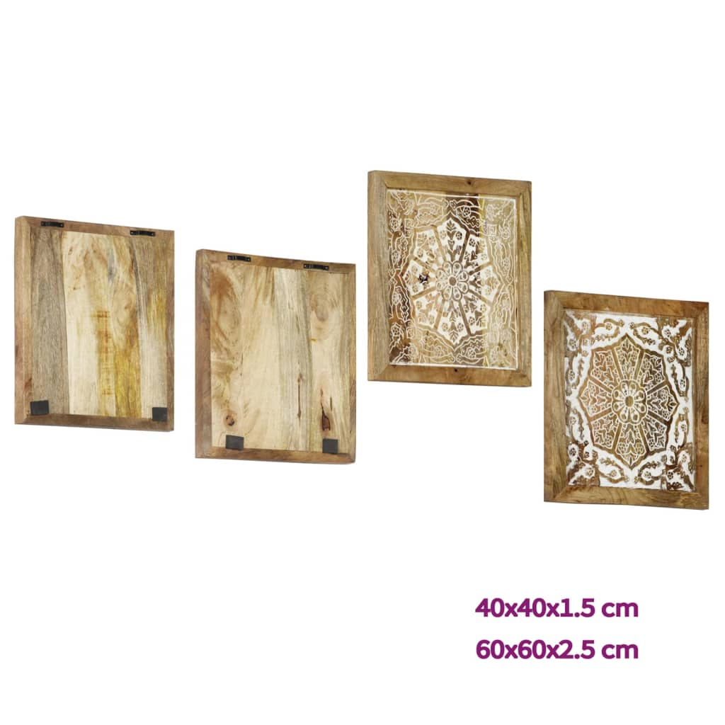 vidaXL Wood Wall Panel Hand-Carved Decoration Wall Panels Solid Mango Wood-5