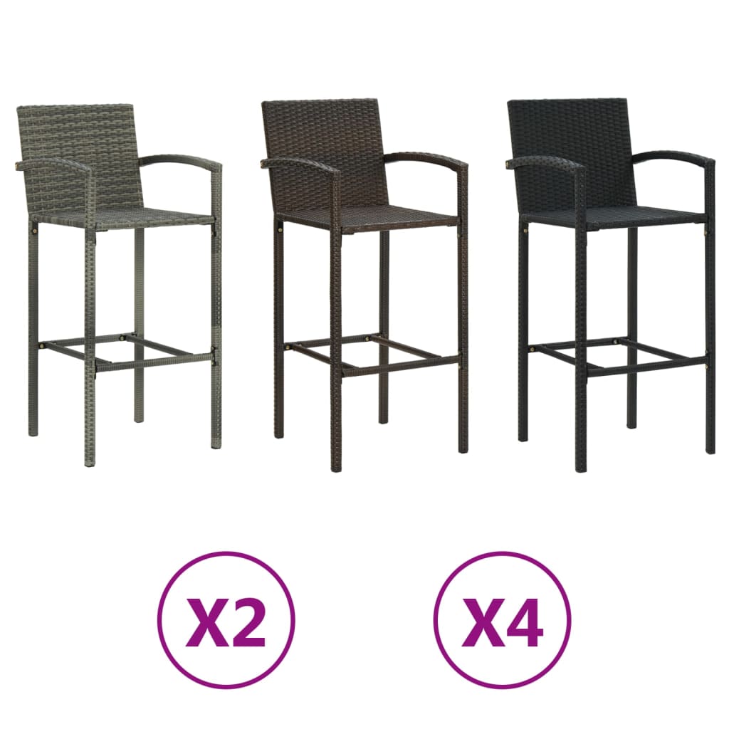 vidaXL Bar Stool Counter Height Bar Stool Patio Rattan Furniture Poly Rattan-5