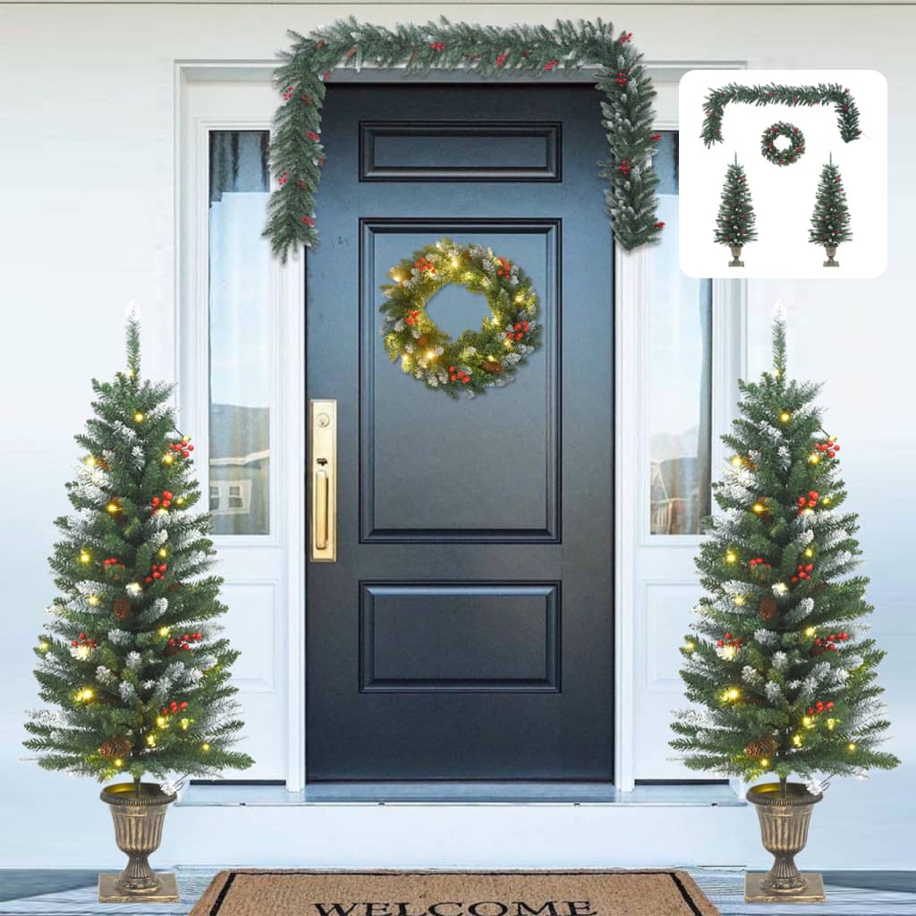 vidaXL Christmas Decoration 3 Piece Outdoor Christmas Door Decoration Set PVC-0